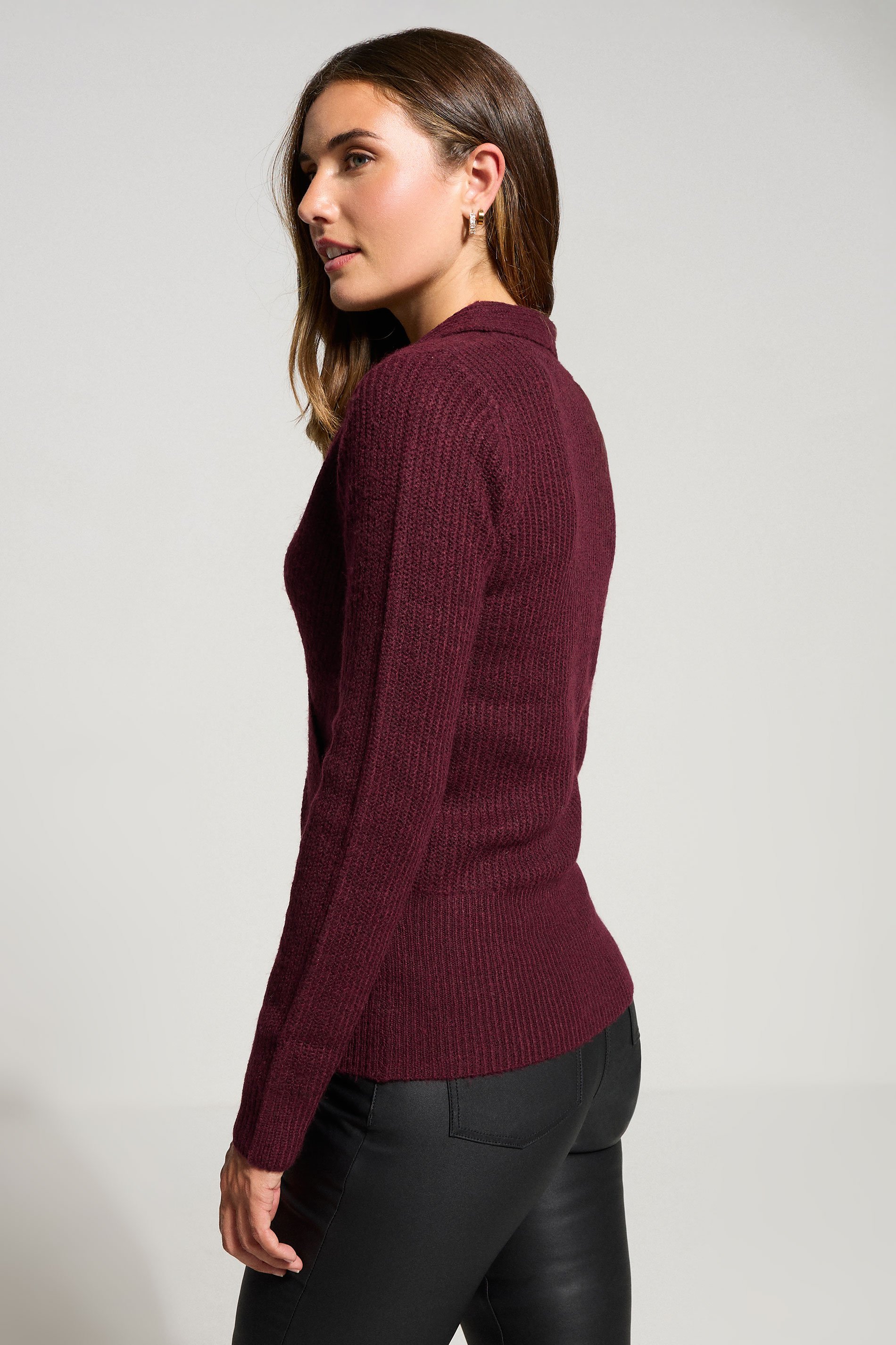 LTS Tall Burgundy Red Knitted Wrap Jumper | Long Tall Sally 3