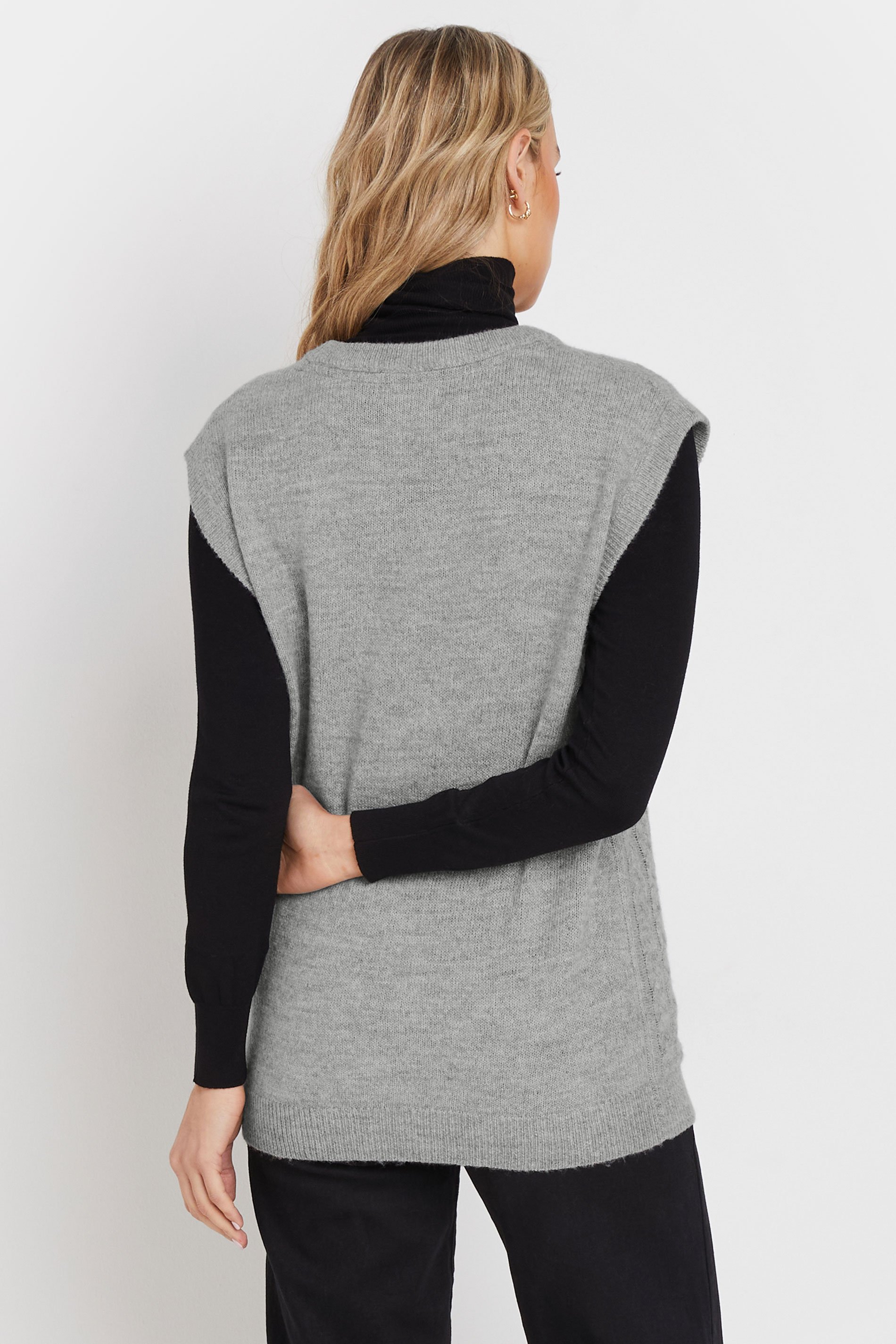 LTS Tall Grey Cable Knit Vest Top | Long Tall Sally 4