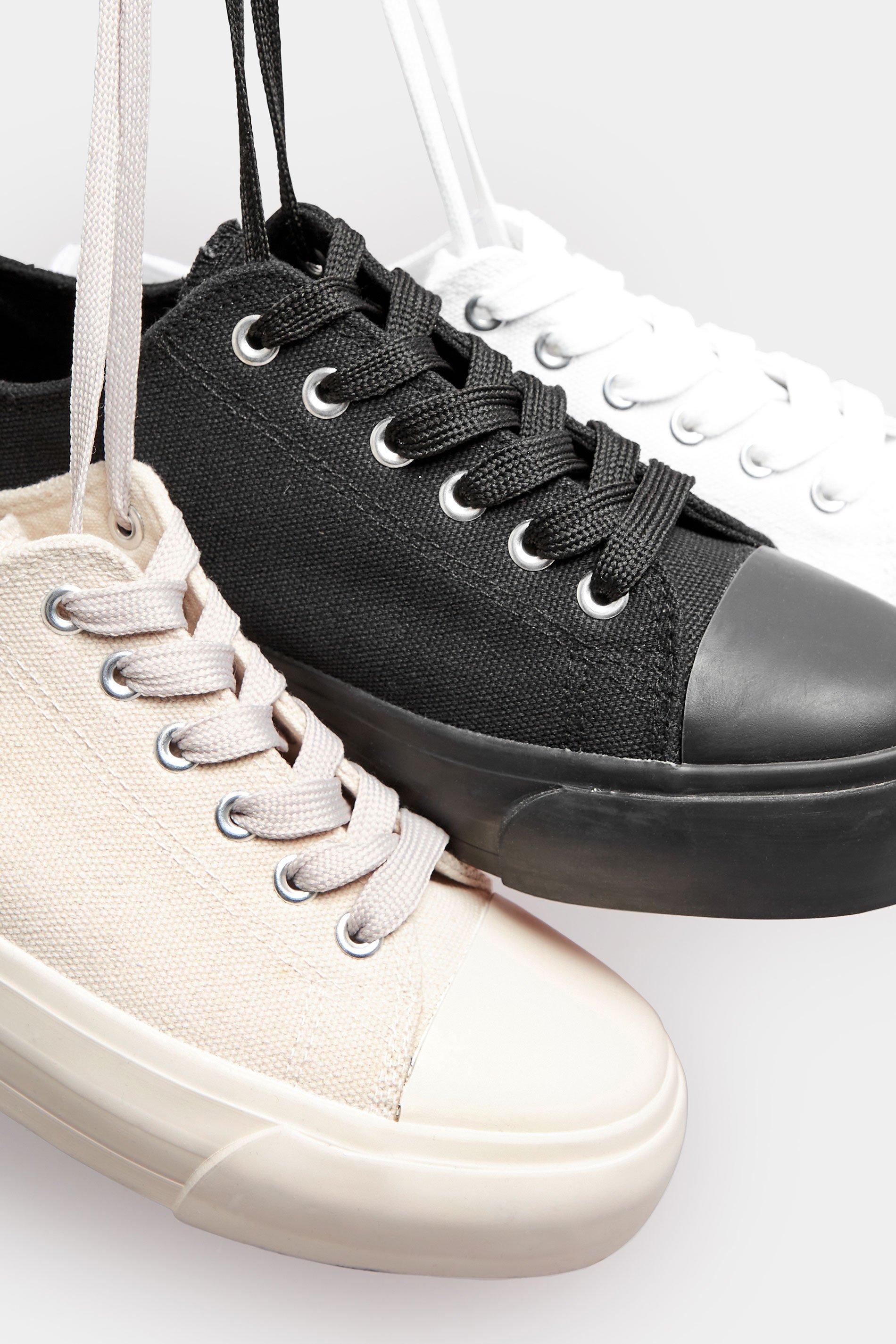 Black Canvas Trainers In Wide E Fit & Extra Wide EEE Fit | Yours Clothing 7