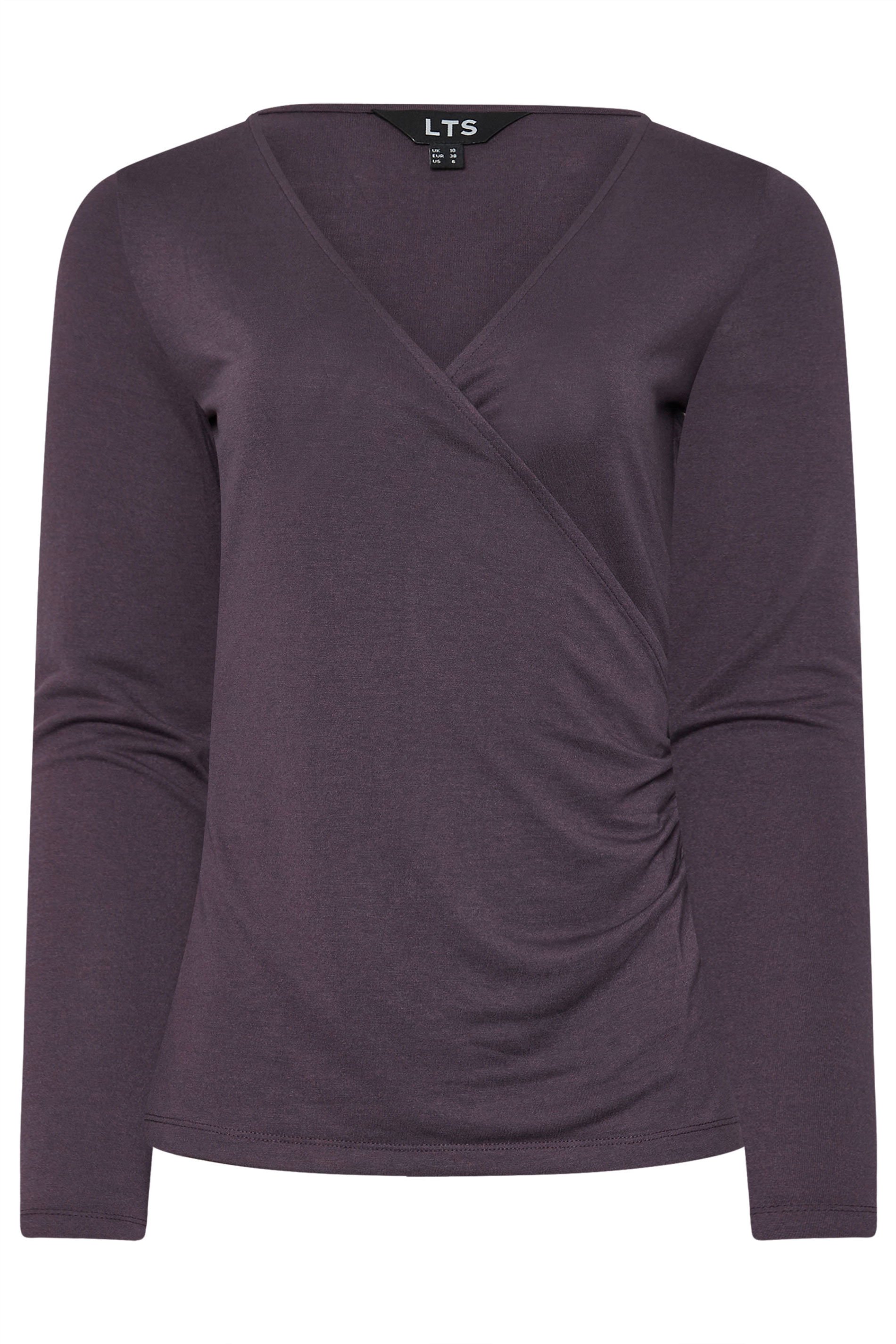 LTS PREMIUM Tall Purple Long Sleeve Wrap Top | Long Tall Sally 5
