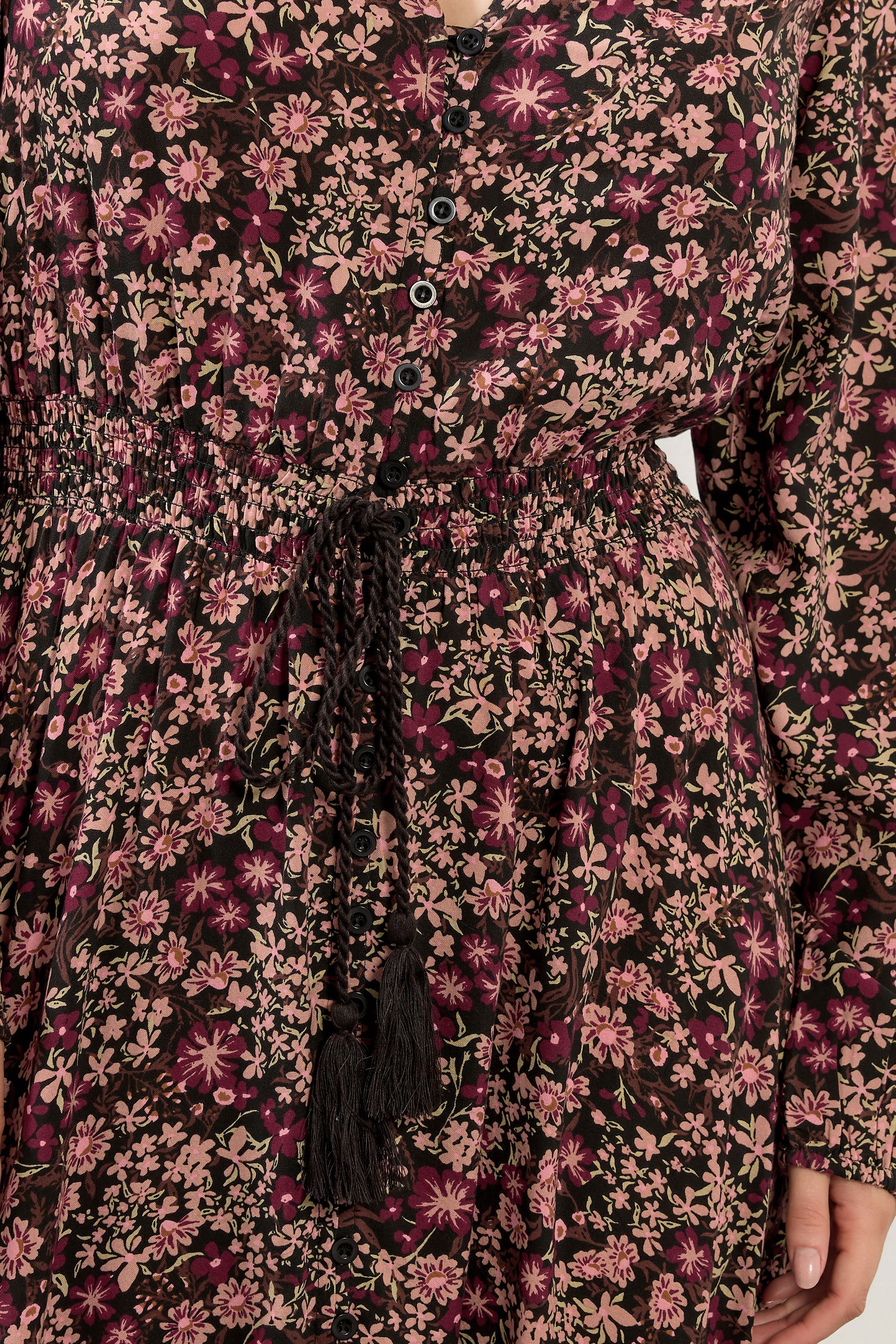 LTS Tall Black Floral Button Maxi Dress | Long Tall Sally 4