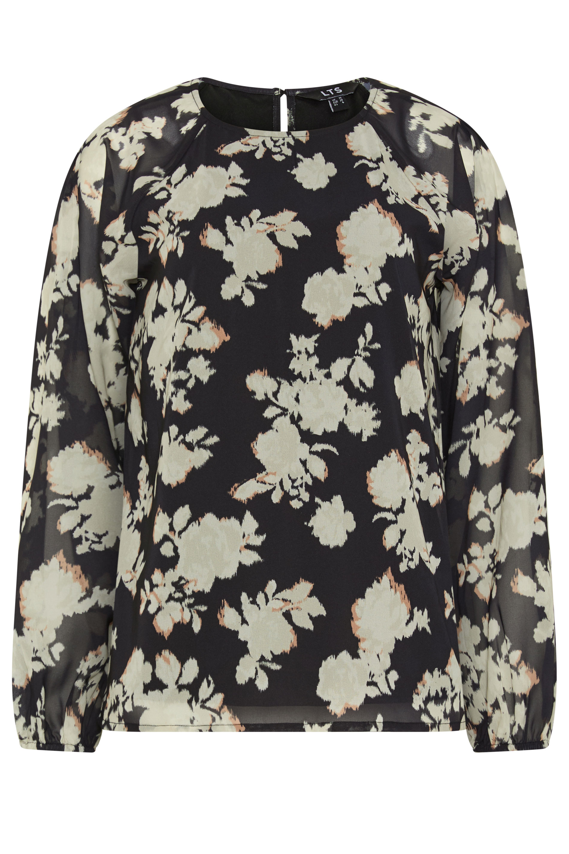 LTS Tall Women's Black Floral Long Sleeve Blouse | Long Tall Sally 5