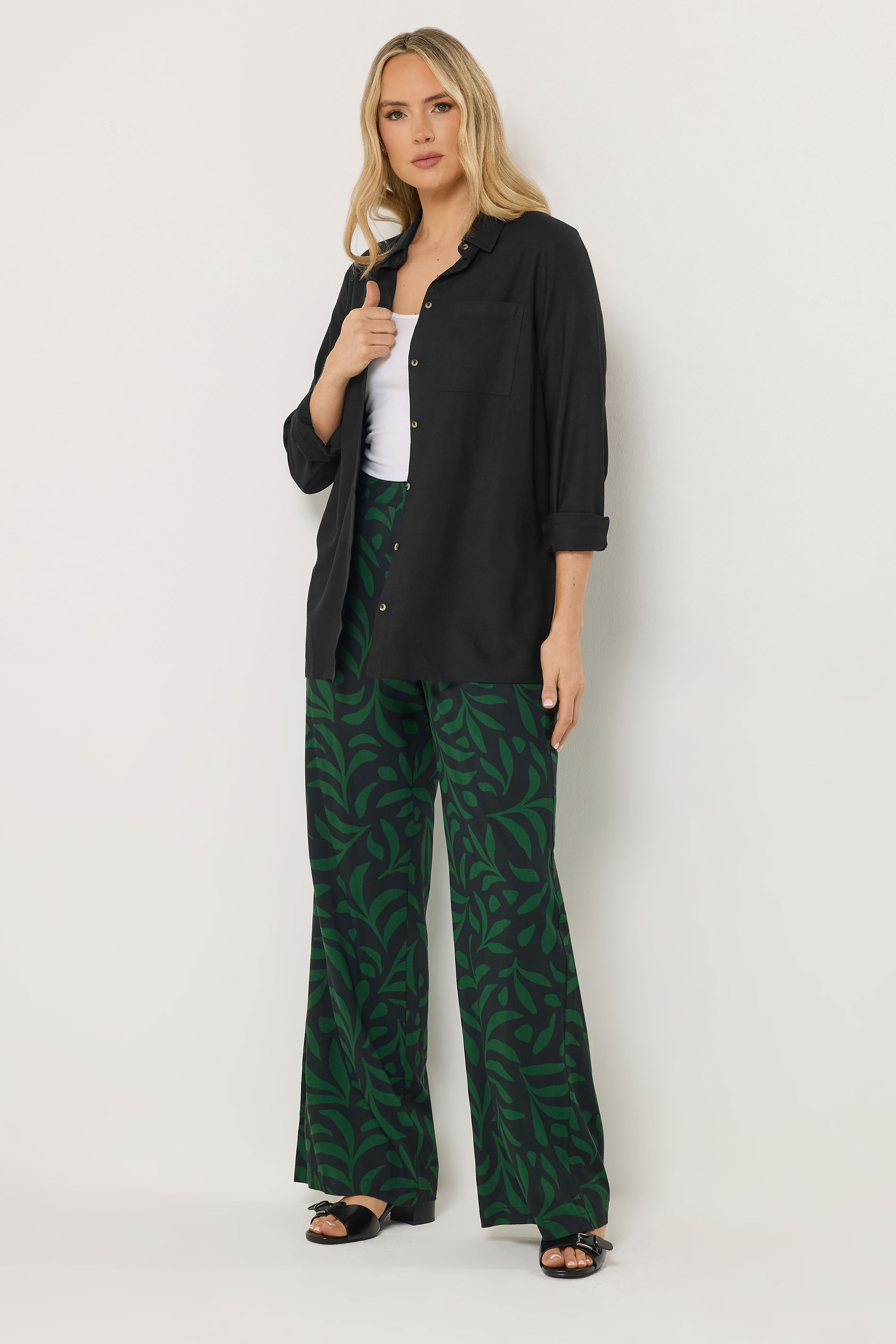 LTS Tall Women's Black Linen Long Sleeve Shirt | Long Tall Sally  2