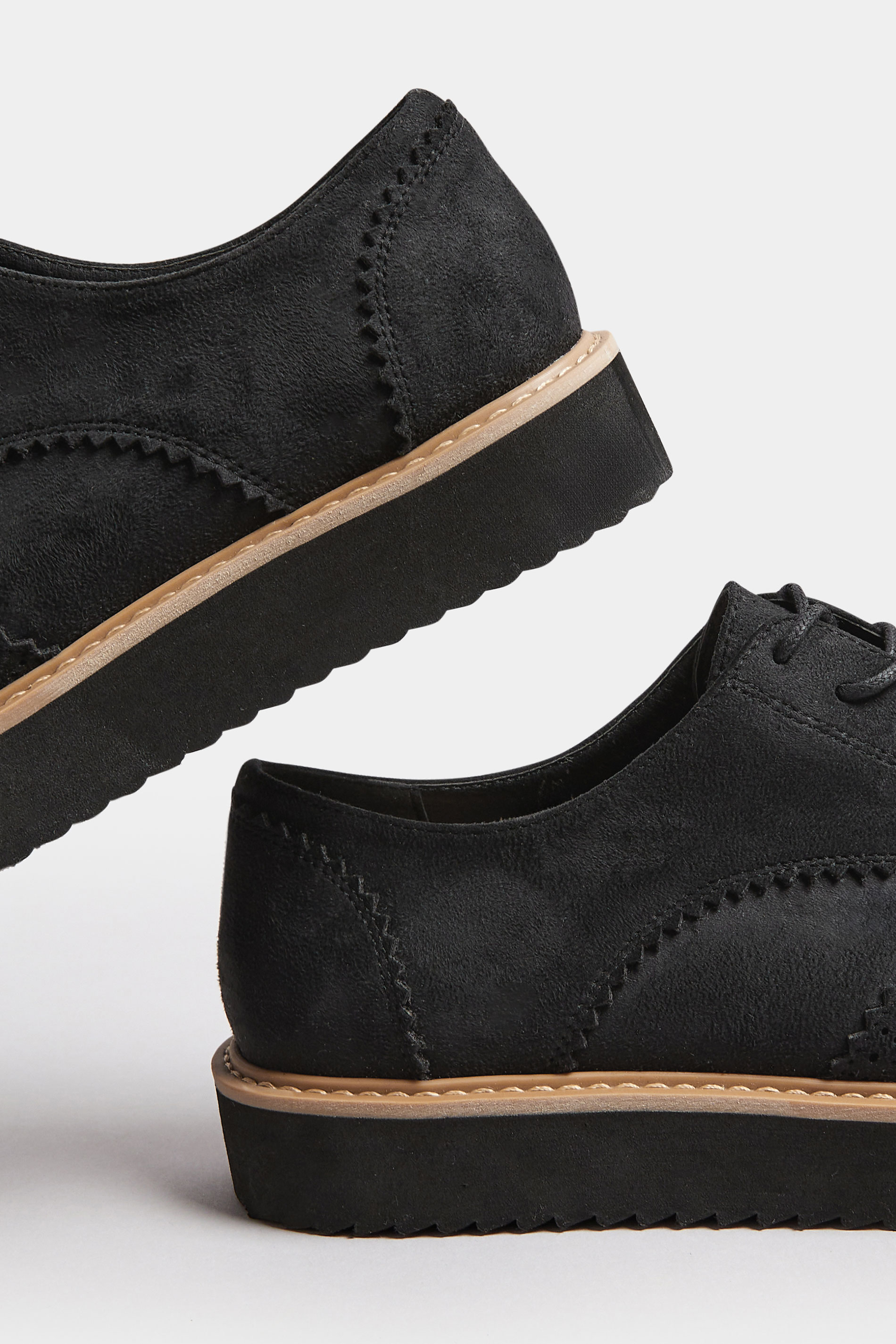 Black Faux Suede Derby Shoe In Extra Wide EEE Fit | Yours Clothing 5