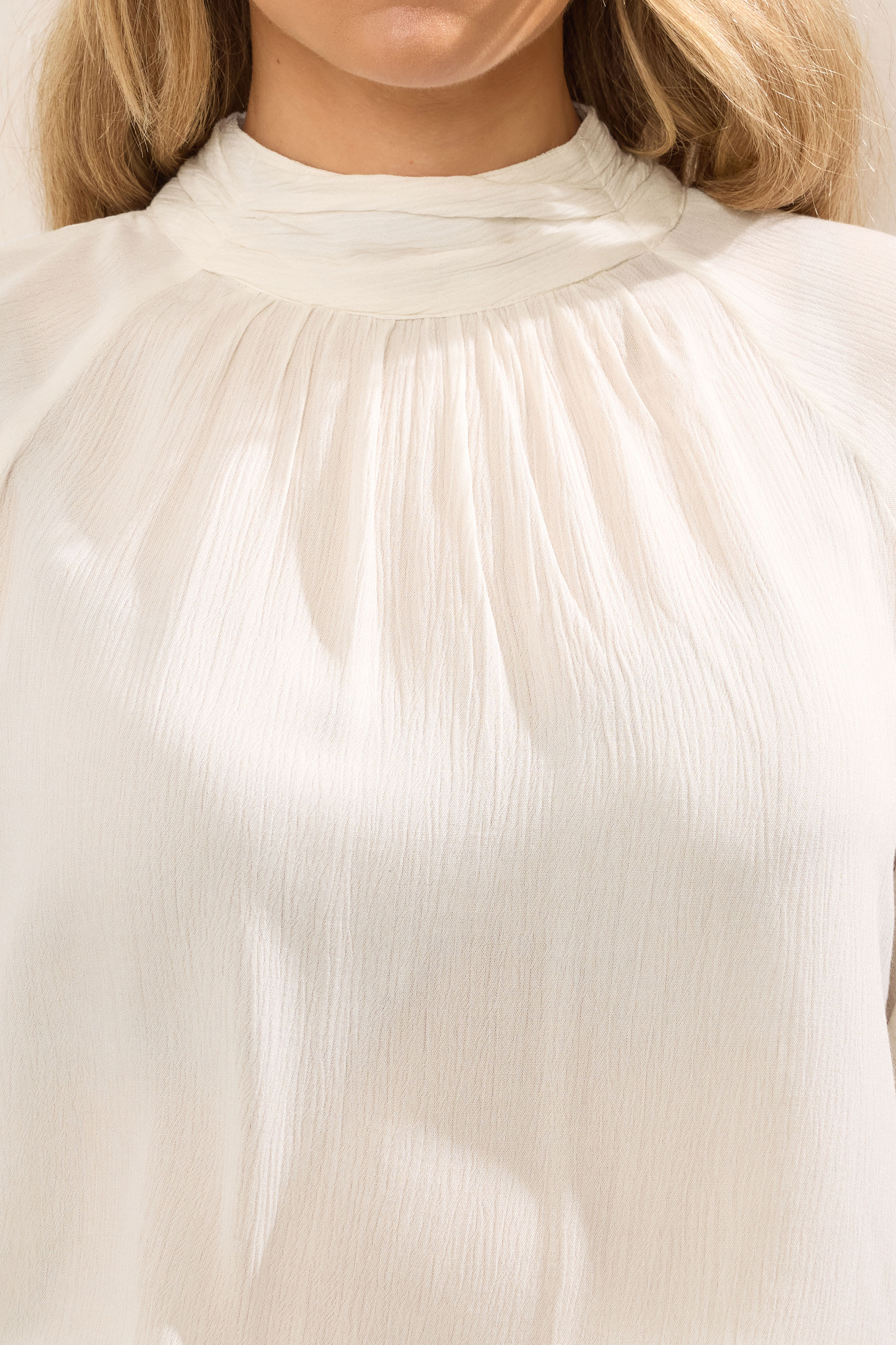 LTS Tall Ivory White High Neck Crinkle Top | Long Tall Sally 4