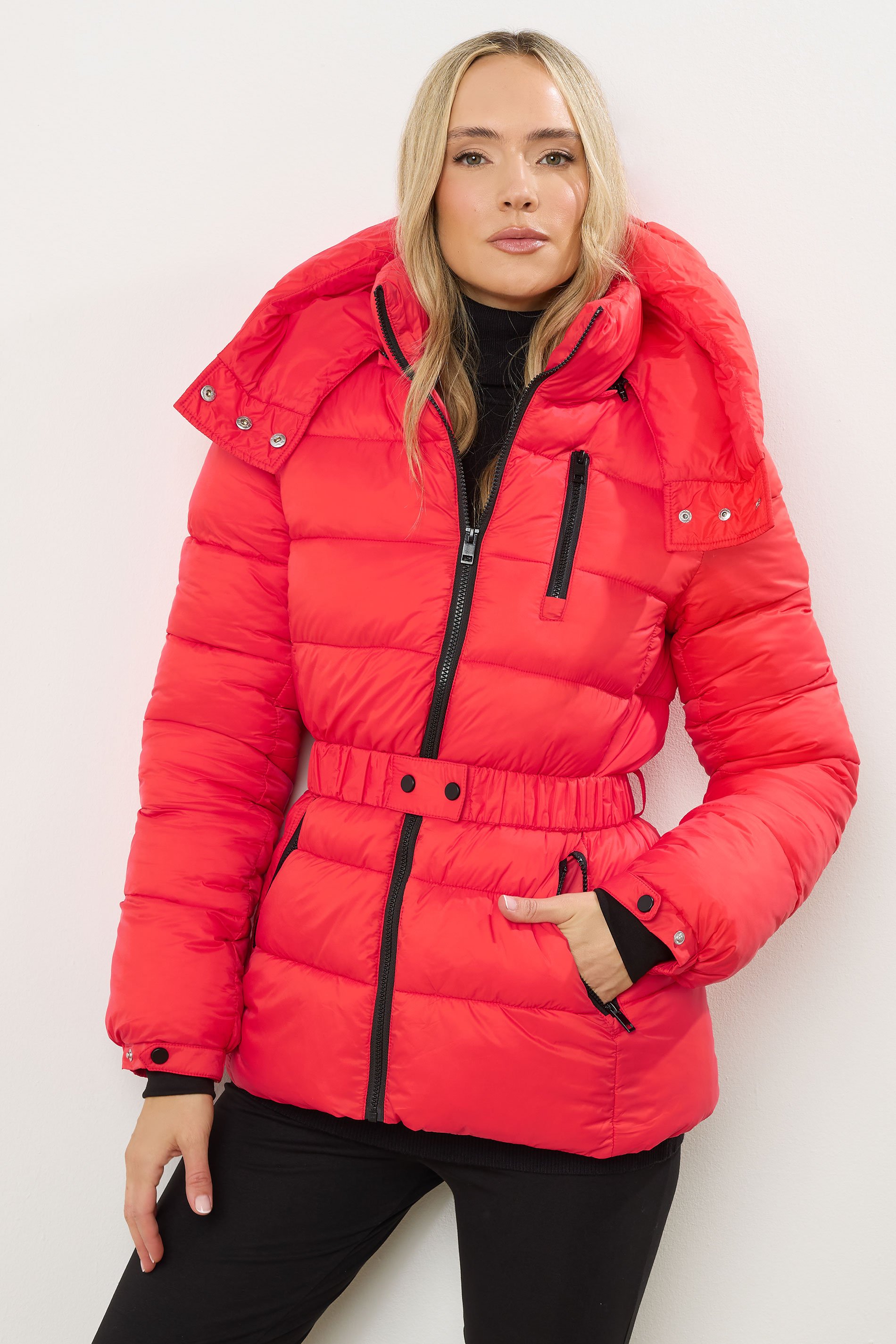 LTS Tall Coral Red Padded Ski Coat | Long Tall Sally 1