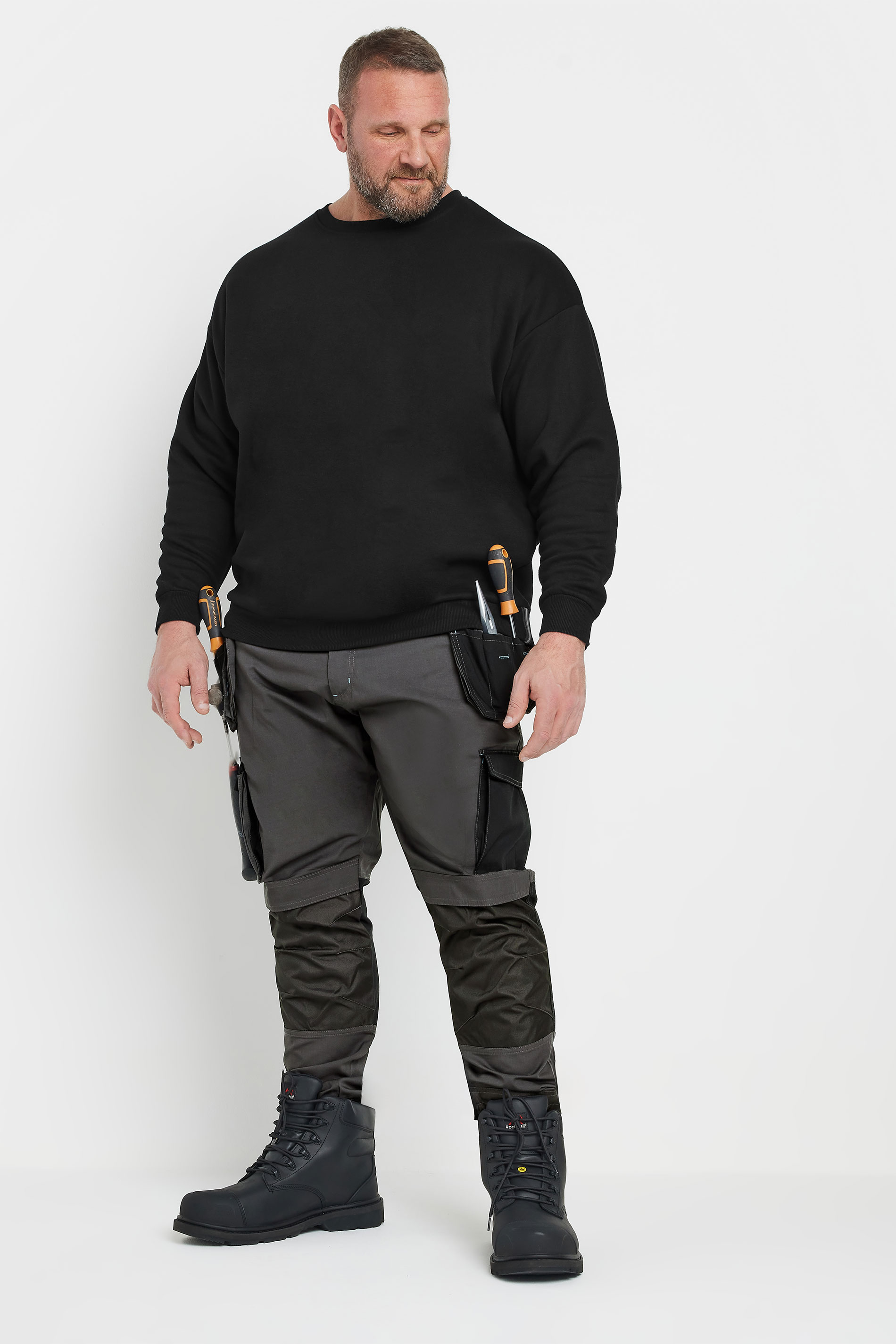 BadRhino Big & Tall Black Workwear Cargo Trousers | BadRhino 5