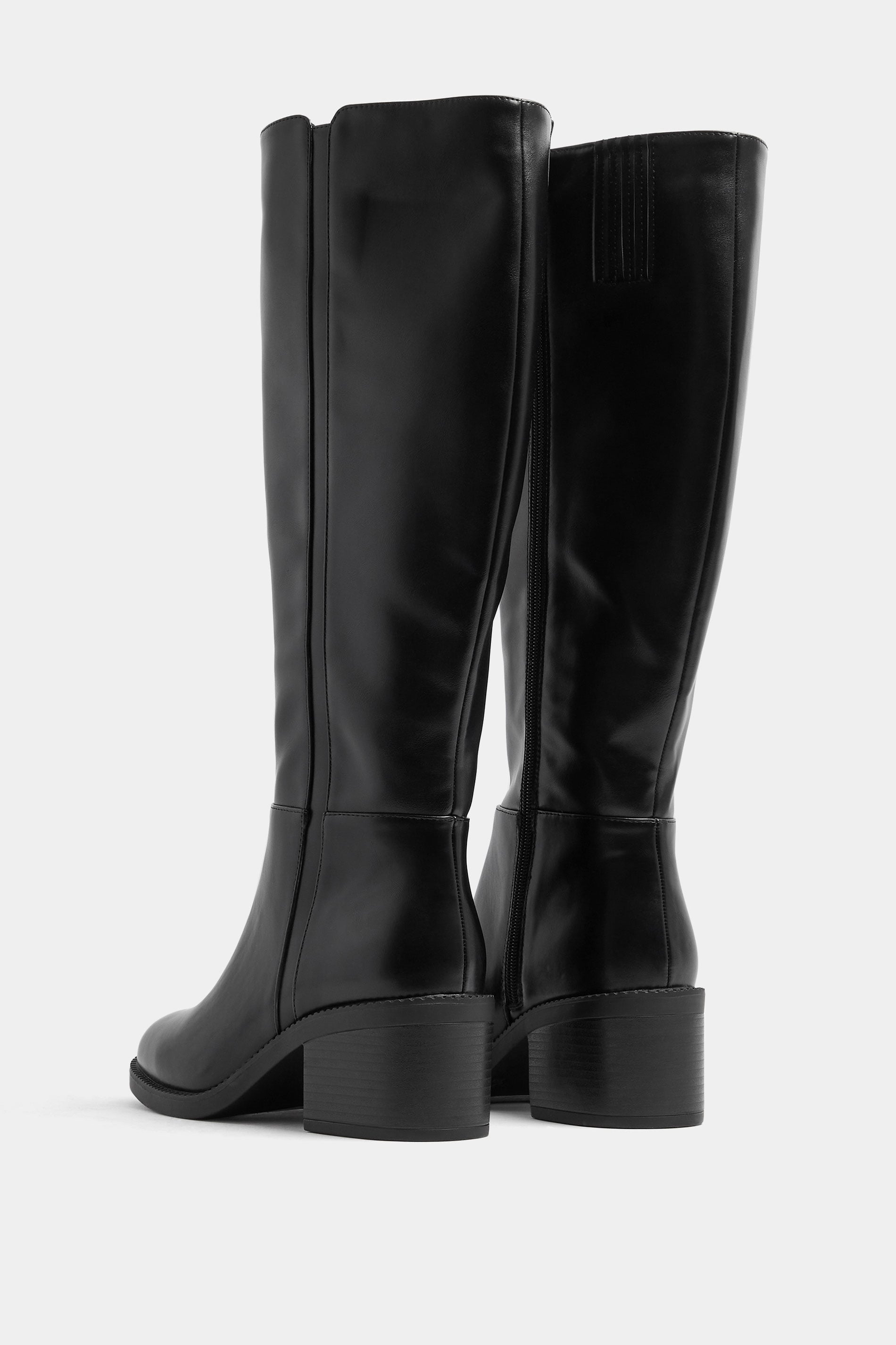 Black Faux Leather Knee High Boots In Extra Wide EEE Fit | Yours Clothing 4
