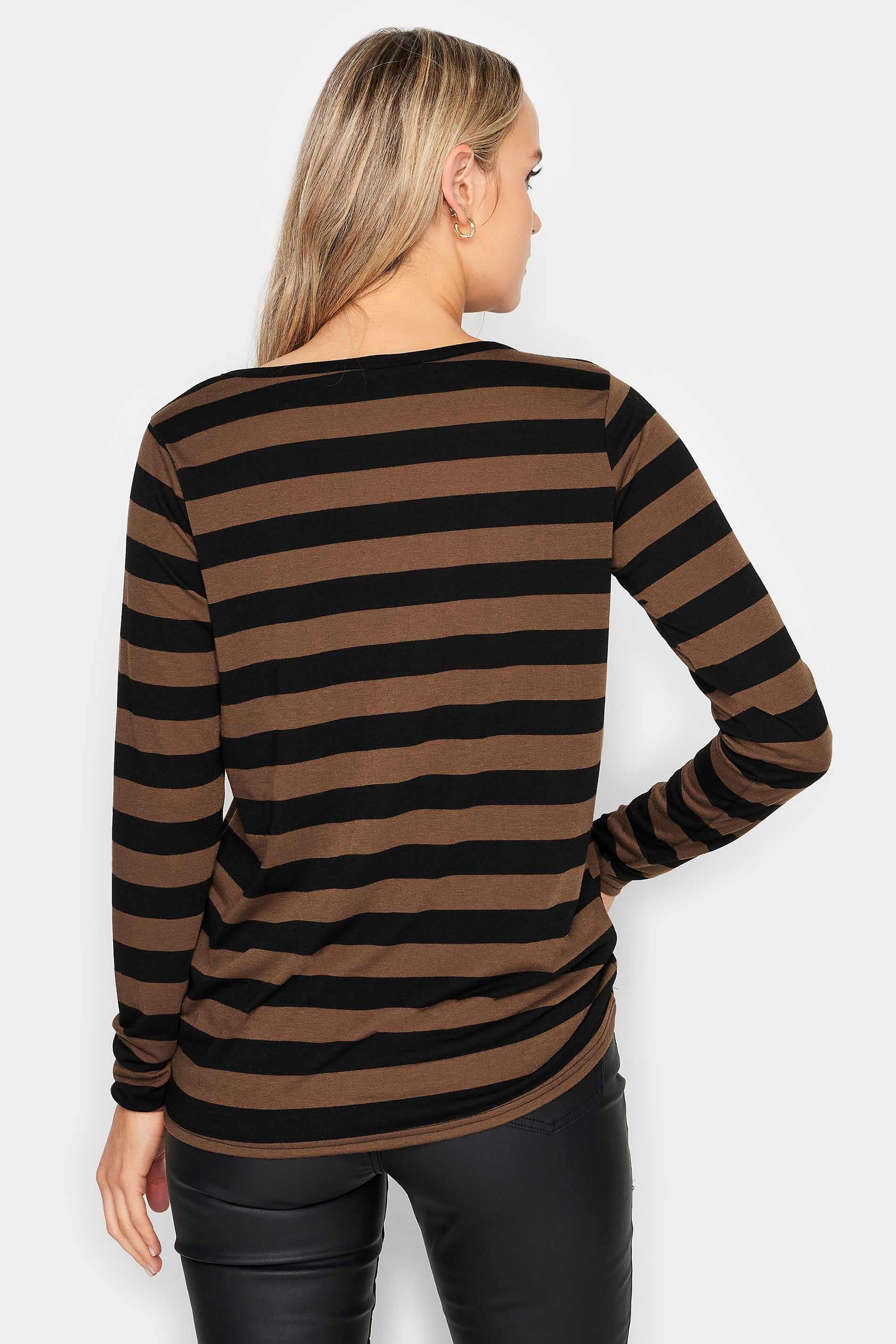 LTS Tall Brown & Black Stripe Long Sleeve Top | Long Tall Sally  3