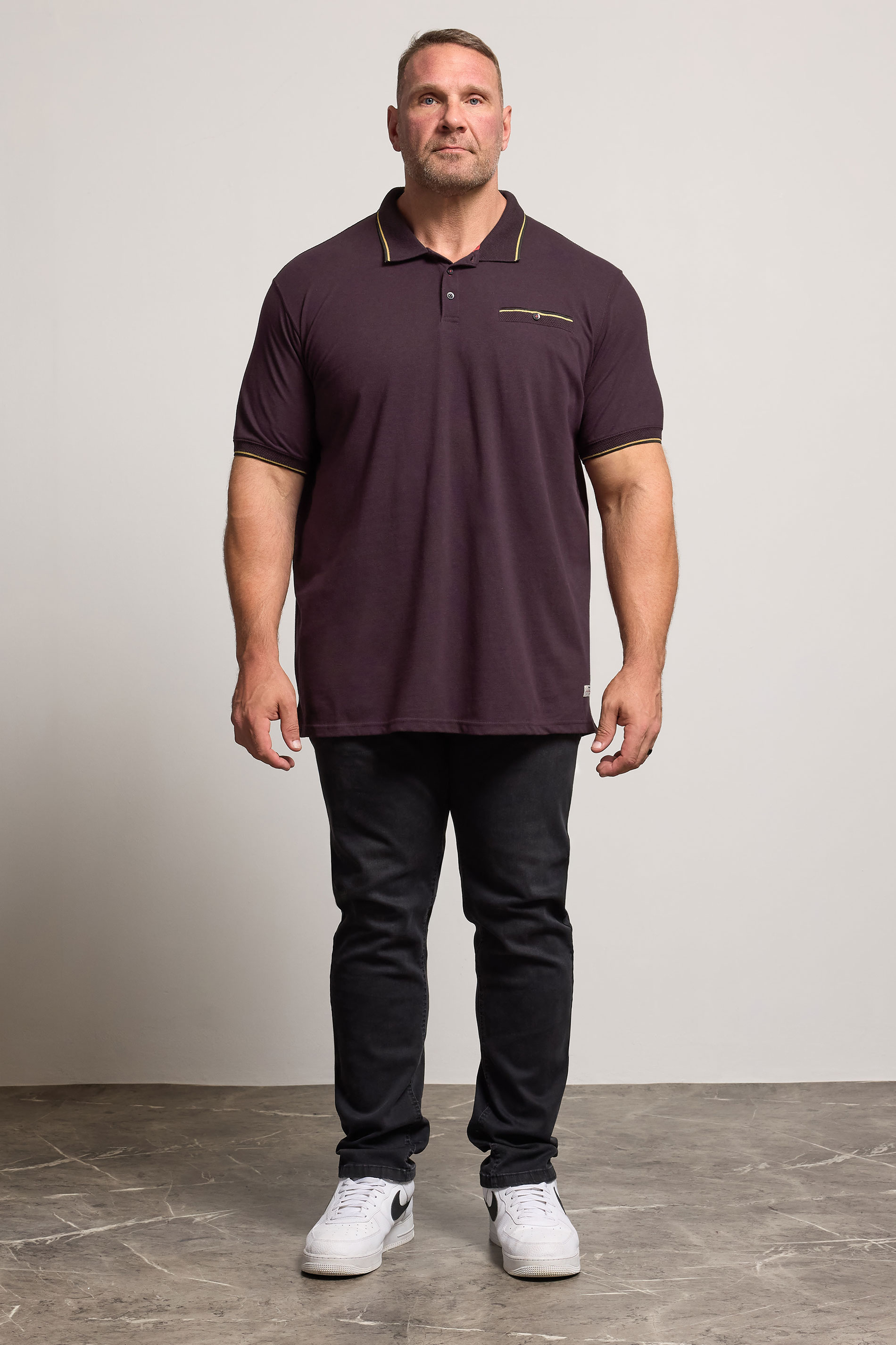 D555 Big & Tall Burgundy Red Jacquard Pique Polo Shirt | BadRhino 2