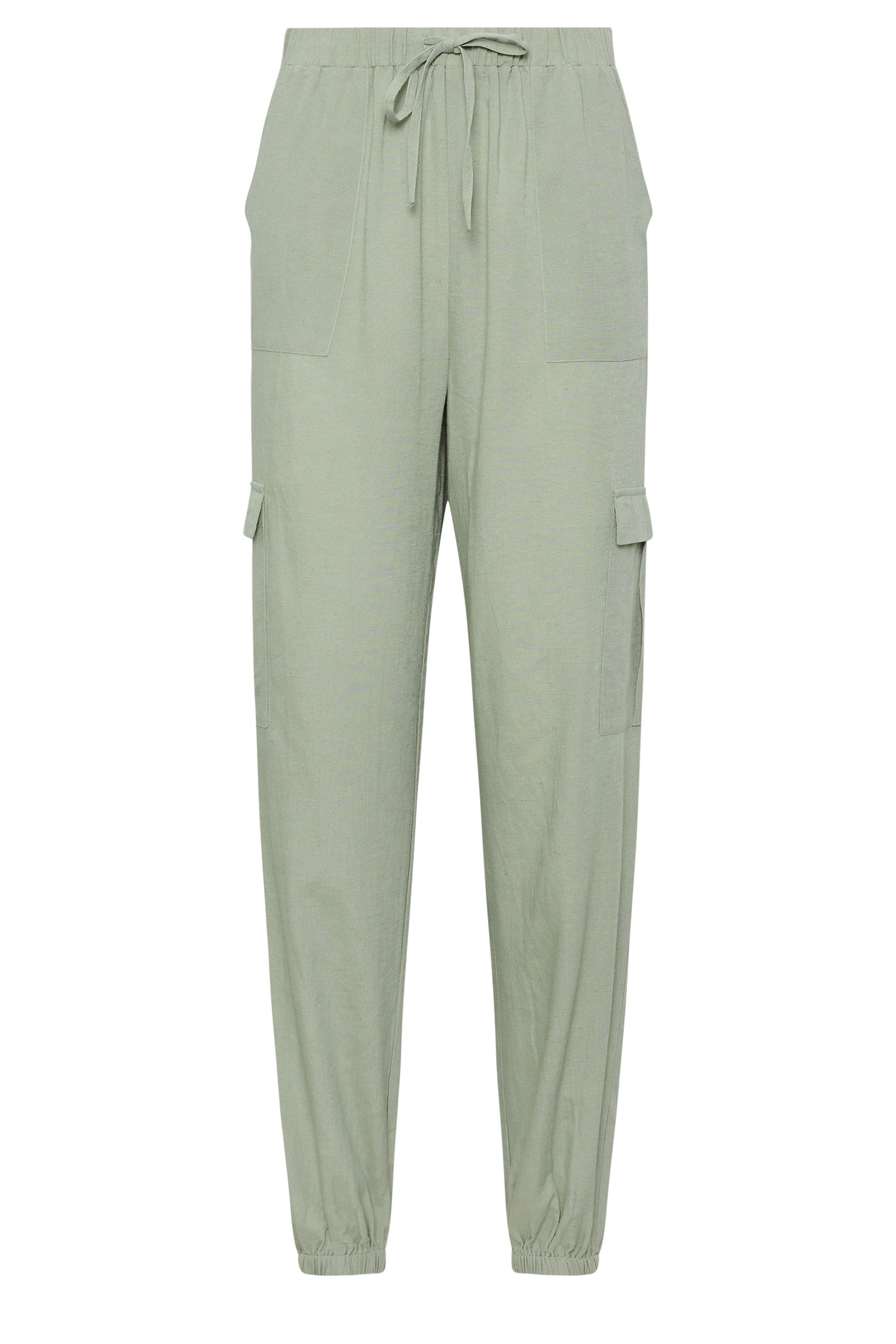 LTS Tall Sage Green Linen Cargo Trousers | Long Tall Sally 6