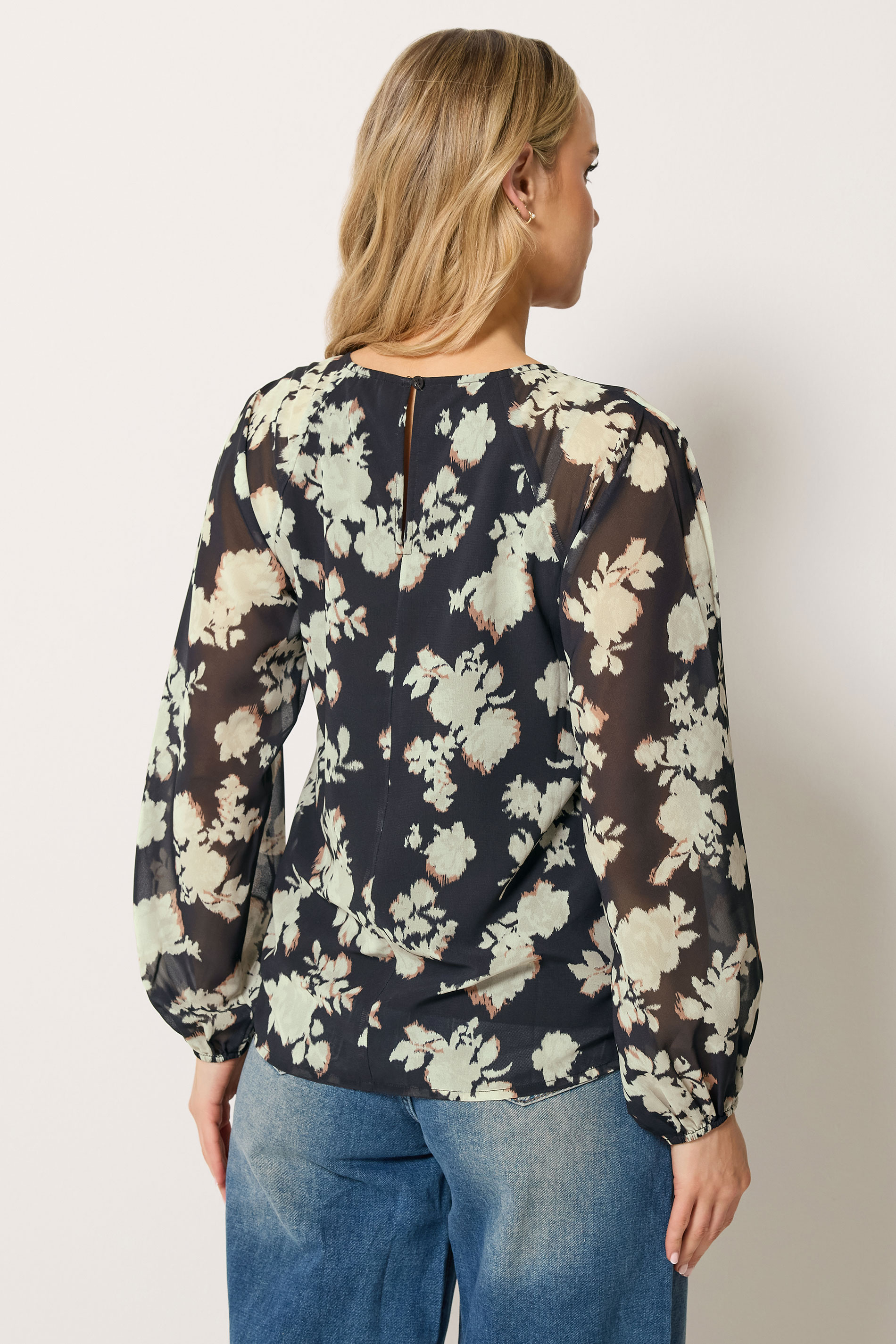 LTS Tall Women's Black Floral Long Sleeve Blouse | Long Tall Sally 2