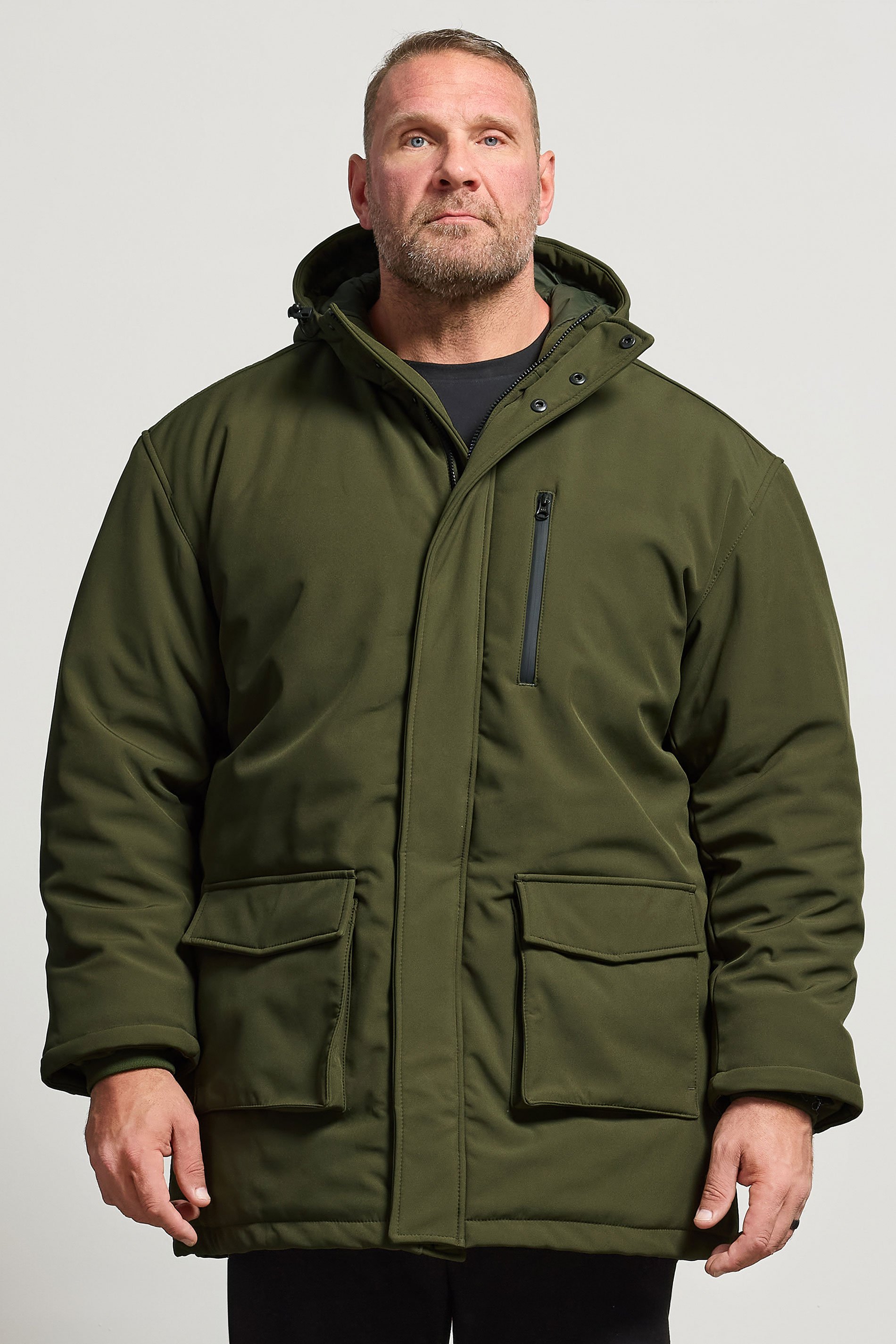 KAM Big & Tall Khaki Green Softshell Jacket | BadRhino 1
