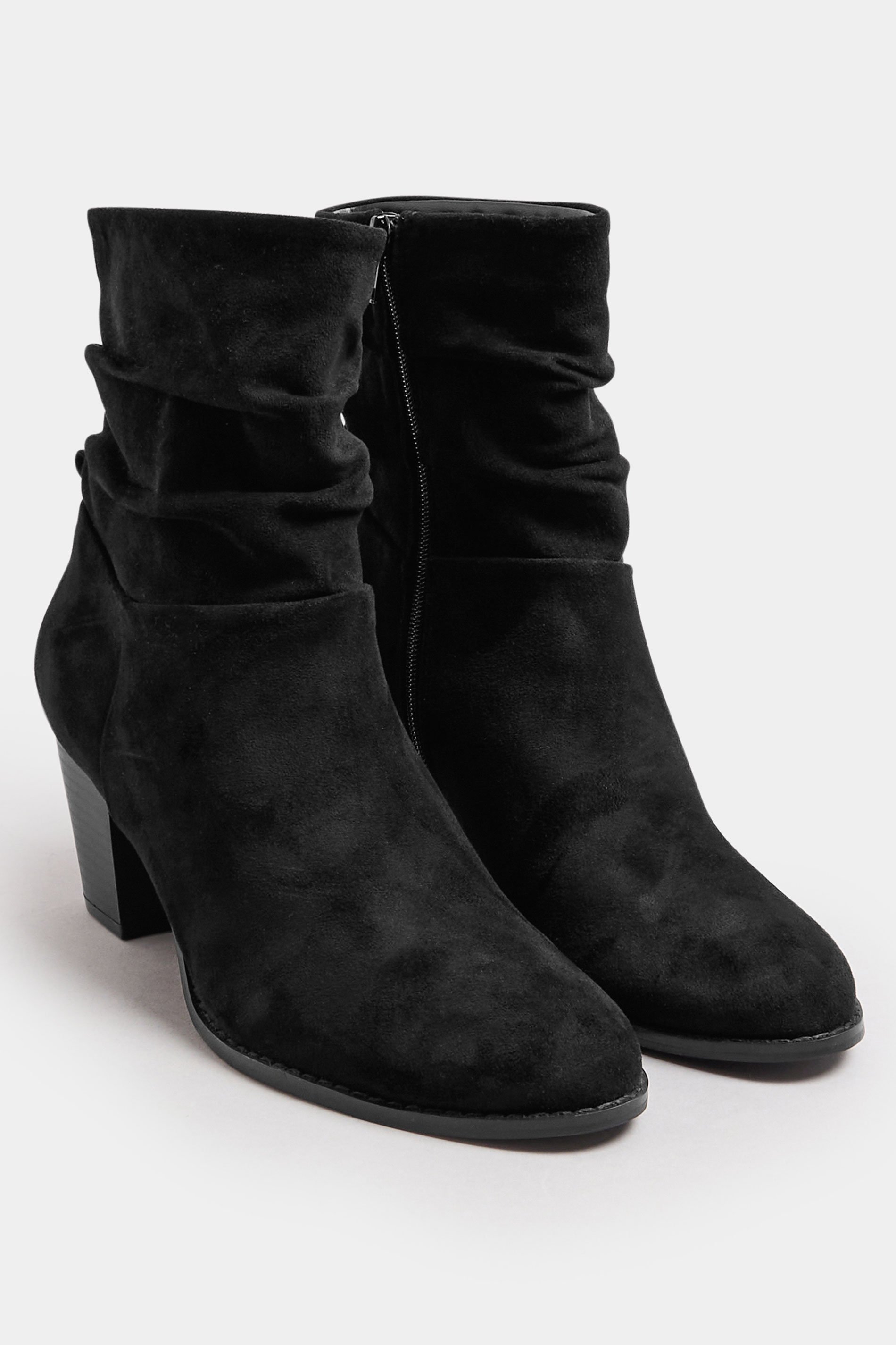 LTS Black Faux Suede Western Boots In Standard Fit | Long Tall Sally 2