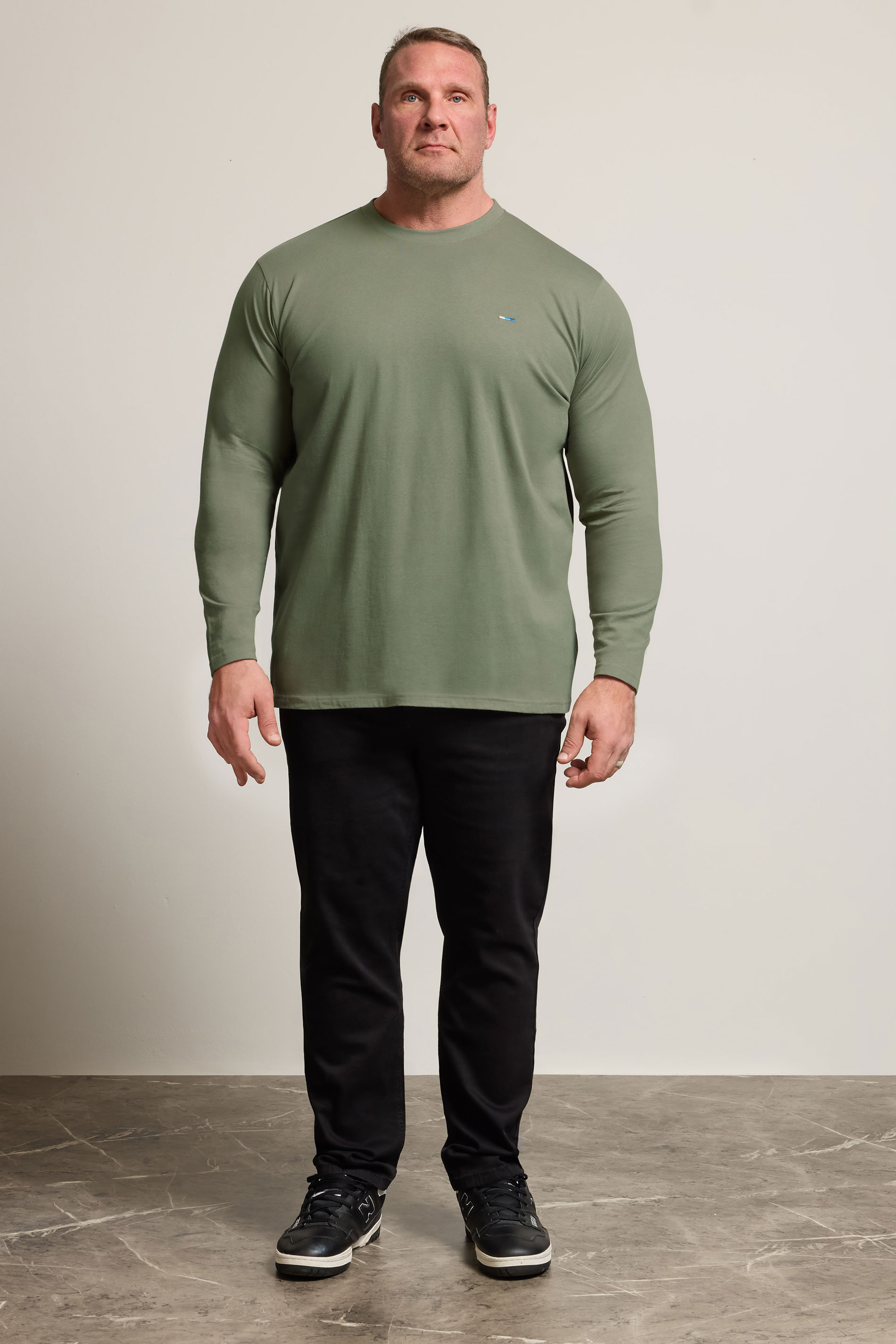 BadRhino Big & Tall Sage Green Long Sleeve Plain T-shirt | BadRhino 2