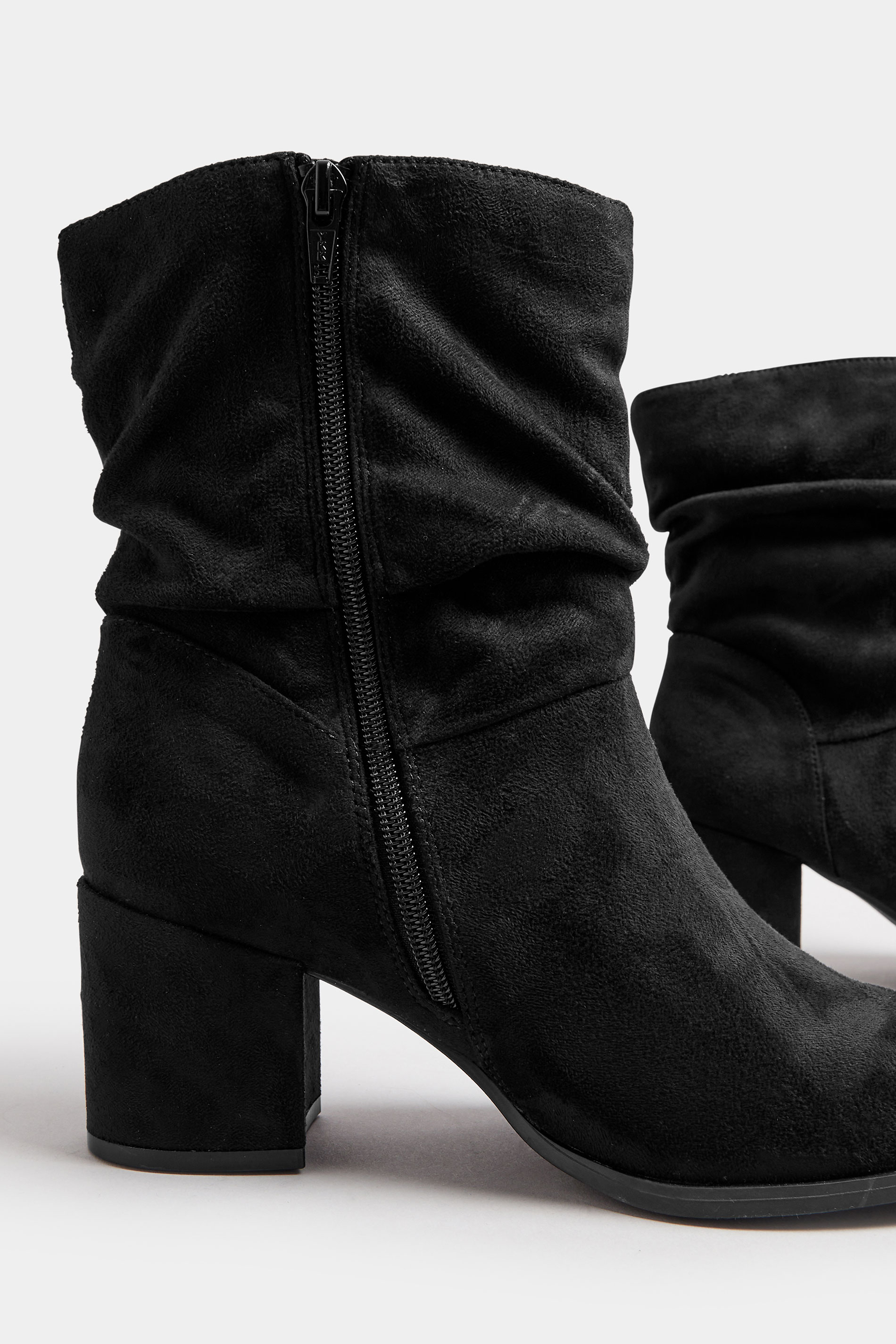 Black Faux Suede Slouch Ankle Boots In Wide E Fit & Extra Wide EEE Fit | Yours Clothing 5