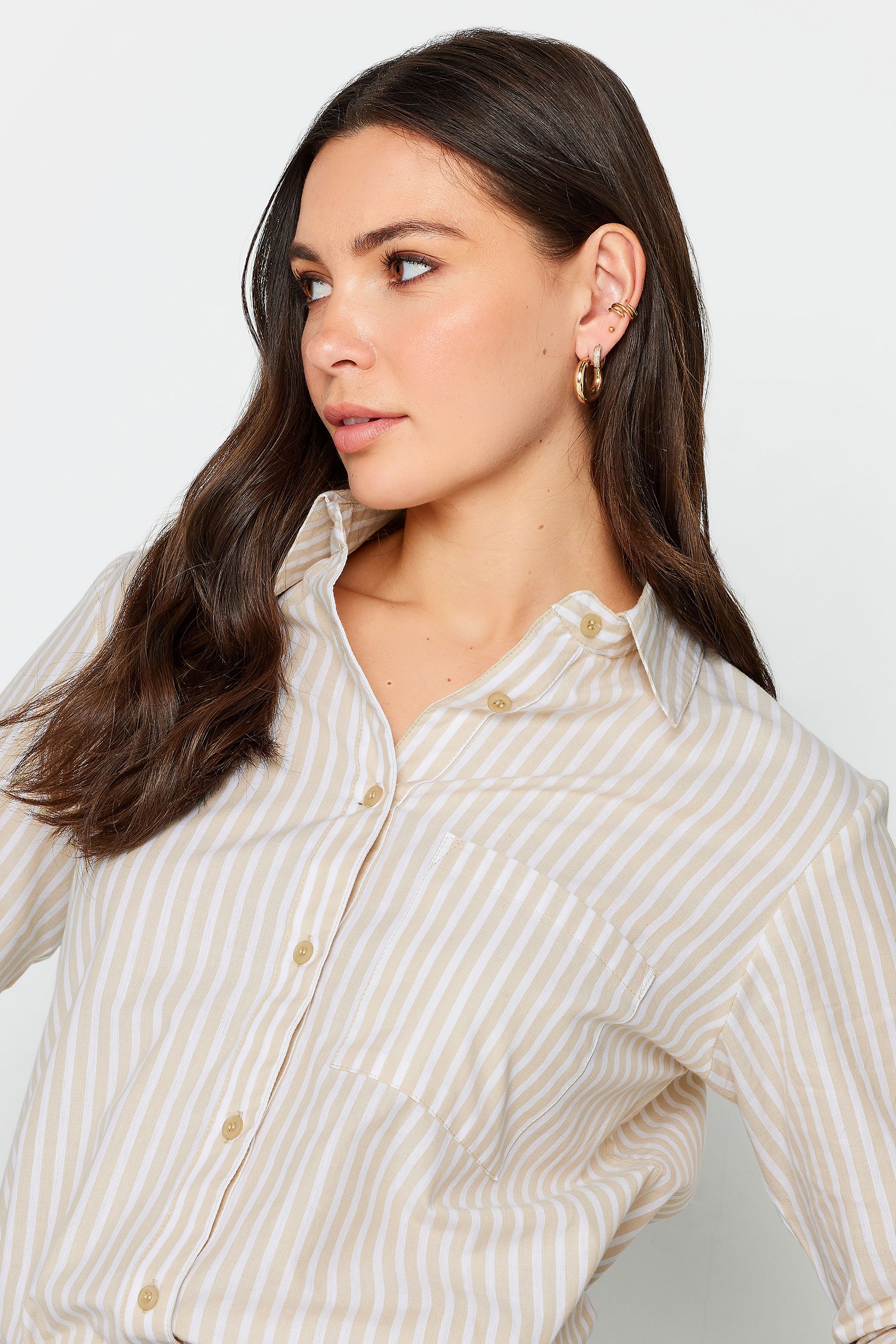 LTS Tall Womens Beige Brown Stripe Shirt | Long Tall Sally 4