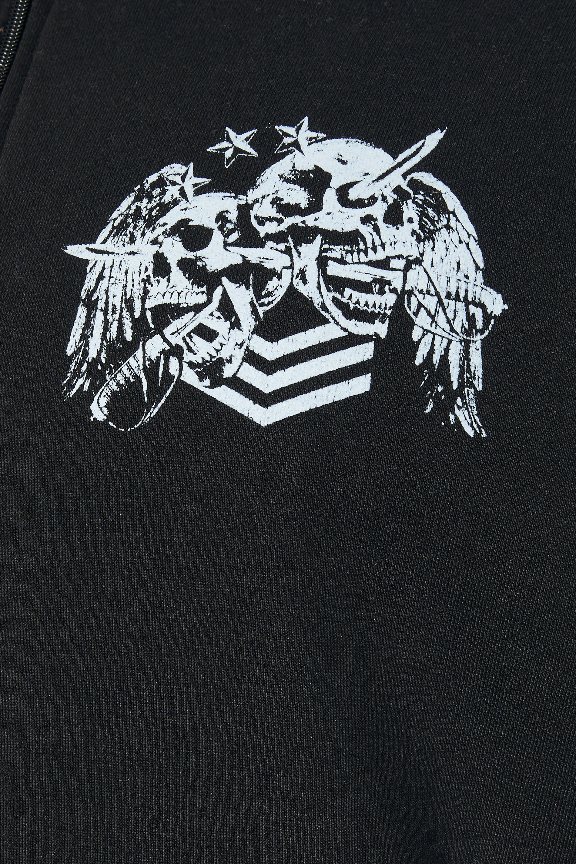 BadRhino Big & Tall Black Skull Military Zip Through Hoodie | BadRhino 7