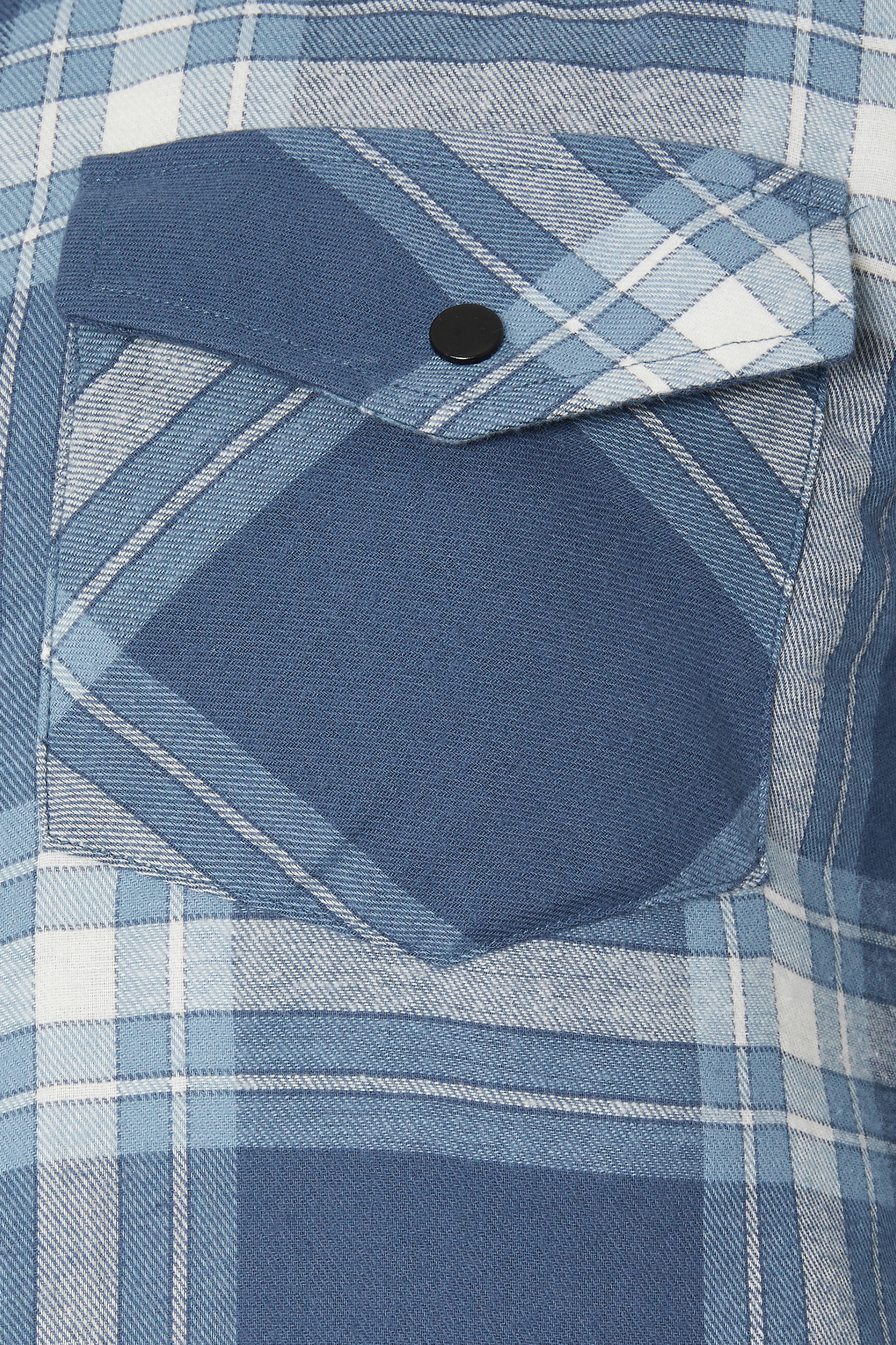 KAM Big & Tall Denim Blue Quilted Long Sleeve Check Overshirt | BadRhino 3