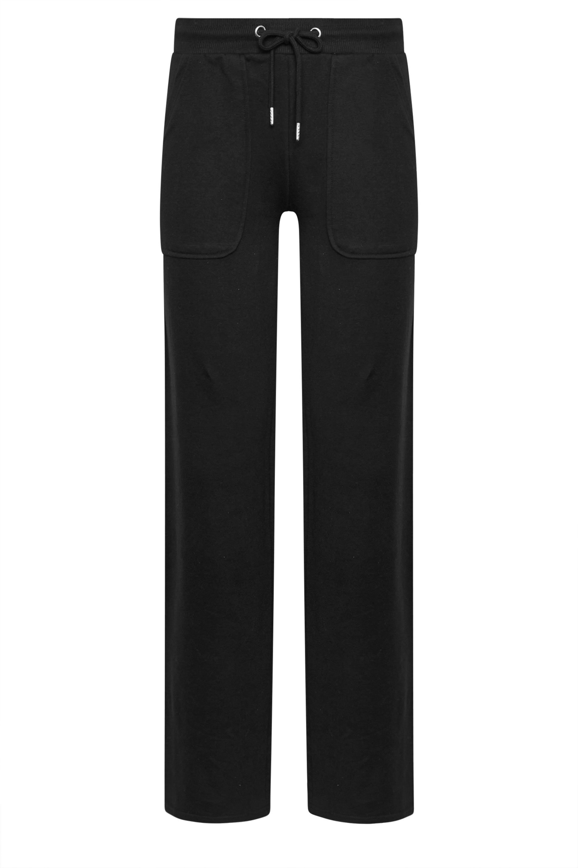LTS Tall Black Pocket Patch Wide Leg Joggers | Long Tall Sally 6