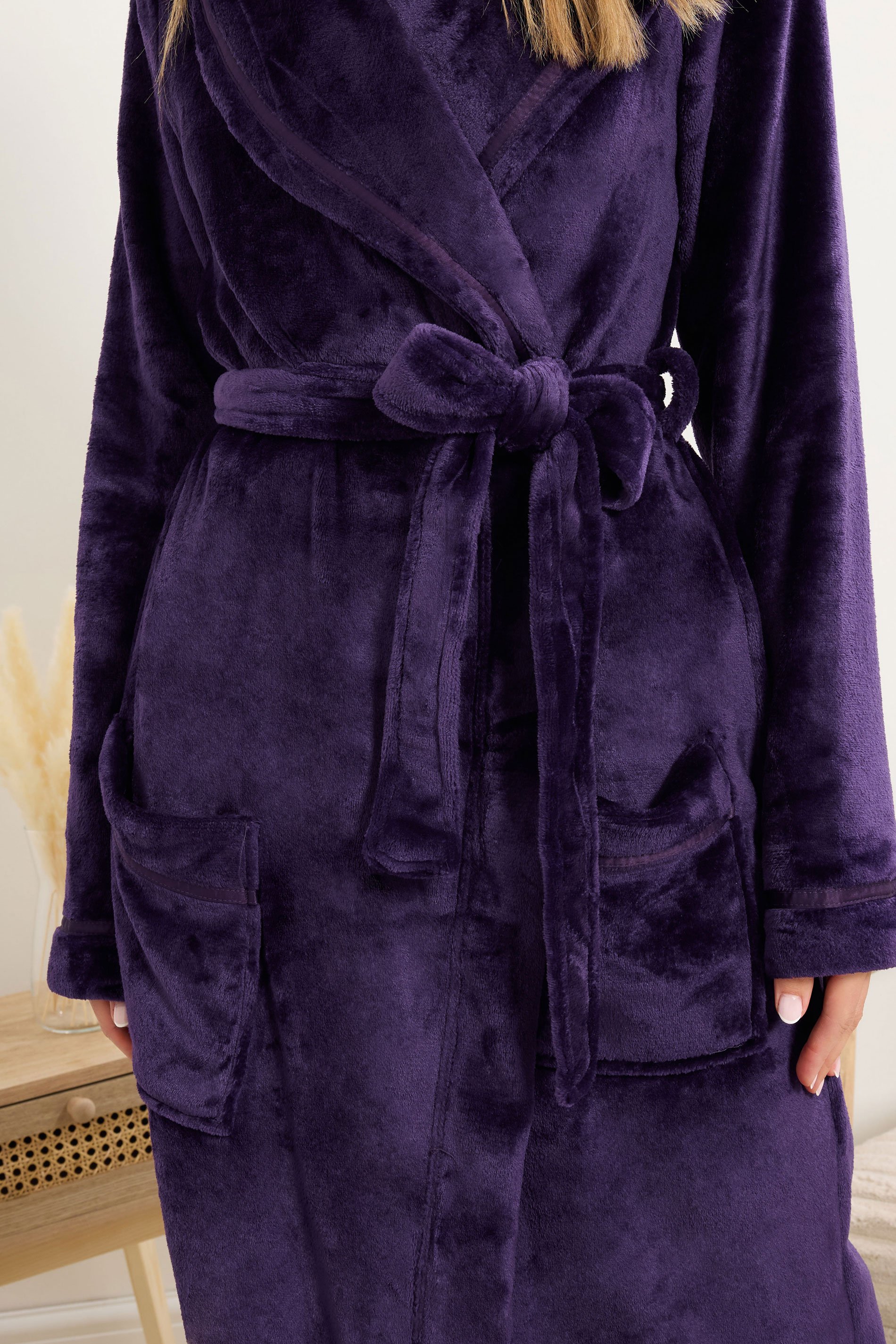 LTS Tall Purple Shawl Collar Maxi Dressing Gown | Long Tall Sally 4