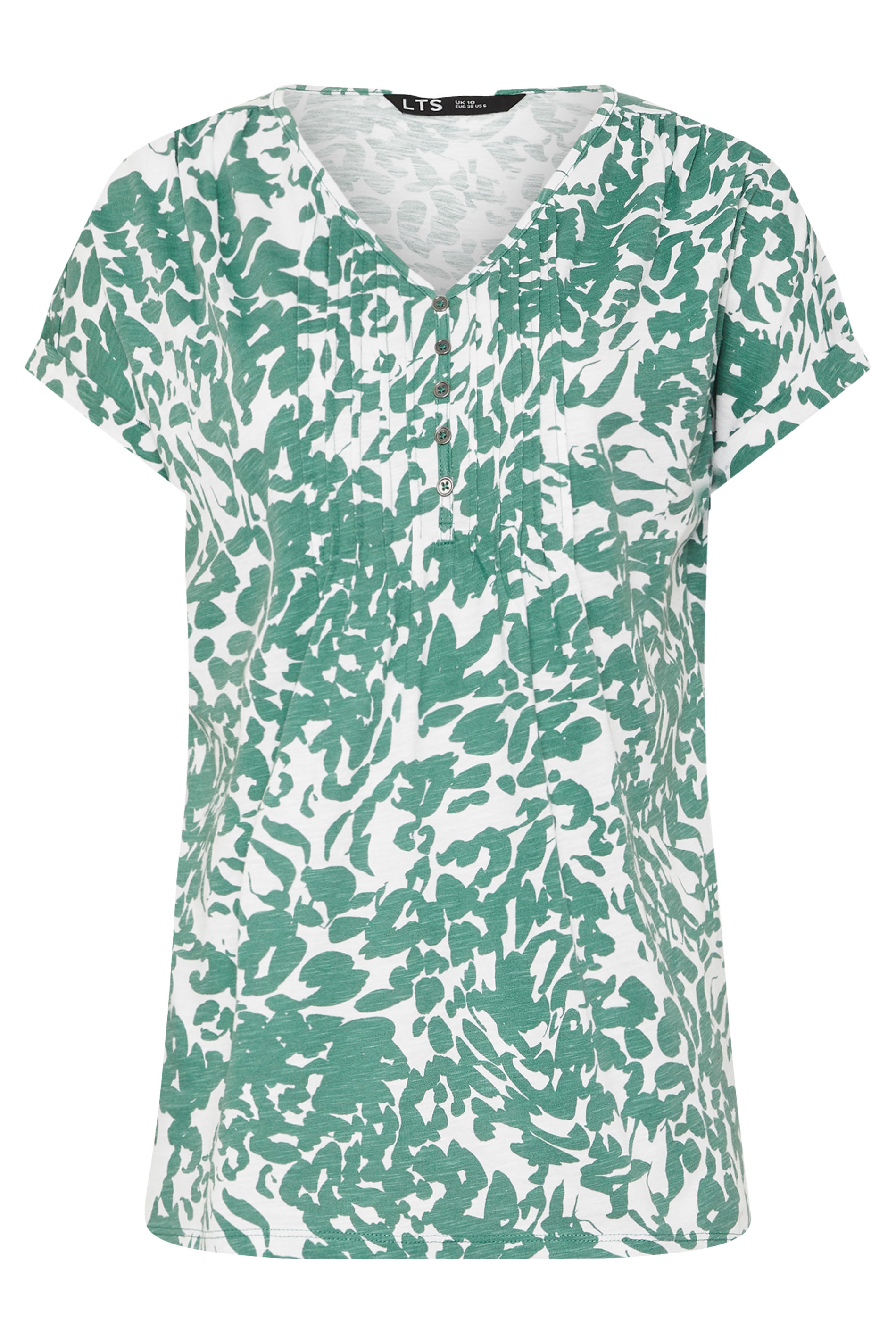 LTS Tall 2 PACK Pink & Green Floral Cotton Henley Tops | Long Tall Sally 9