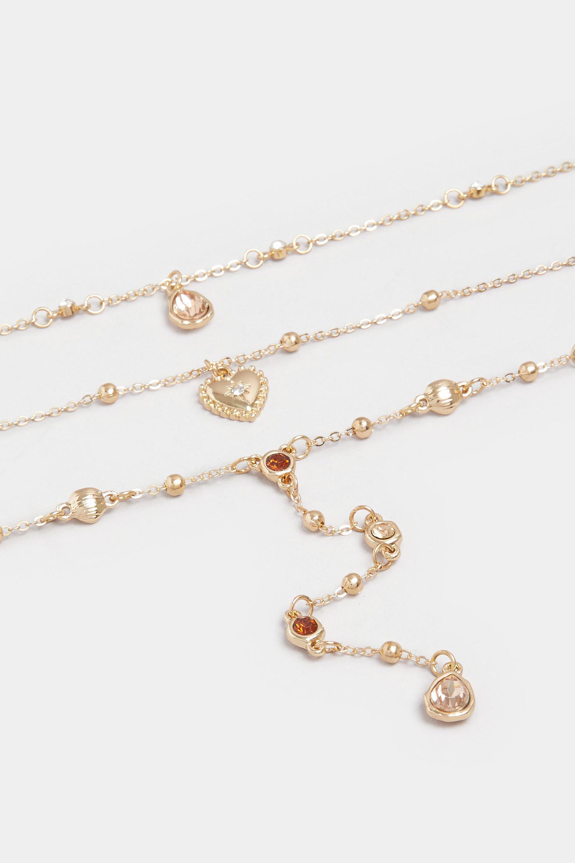 3 PACK Gold Tone Pendant Necklace | Yours Clothing 3