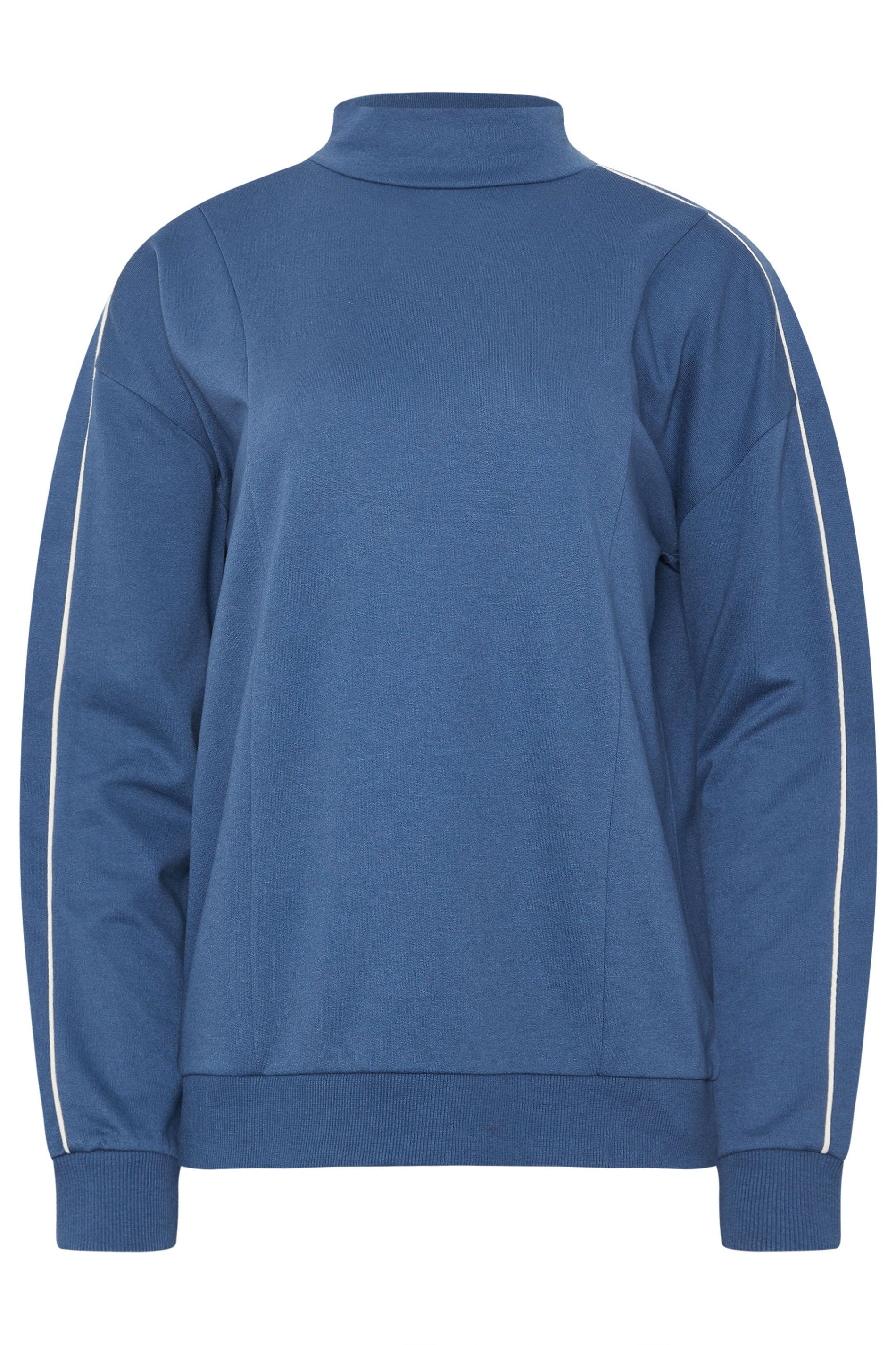 LTS Tall Women's Blue Piped High Neck Sweatshirt | Long Tall Sally 6