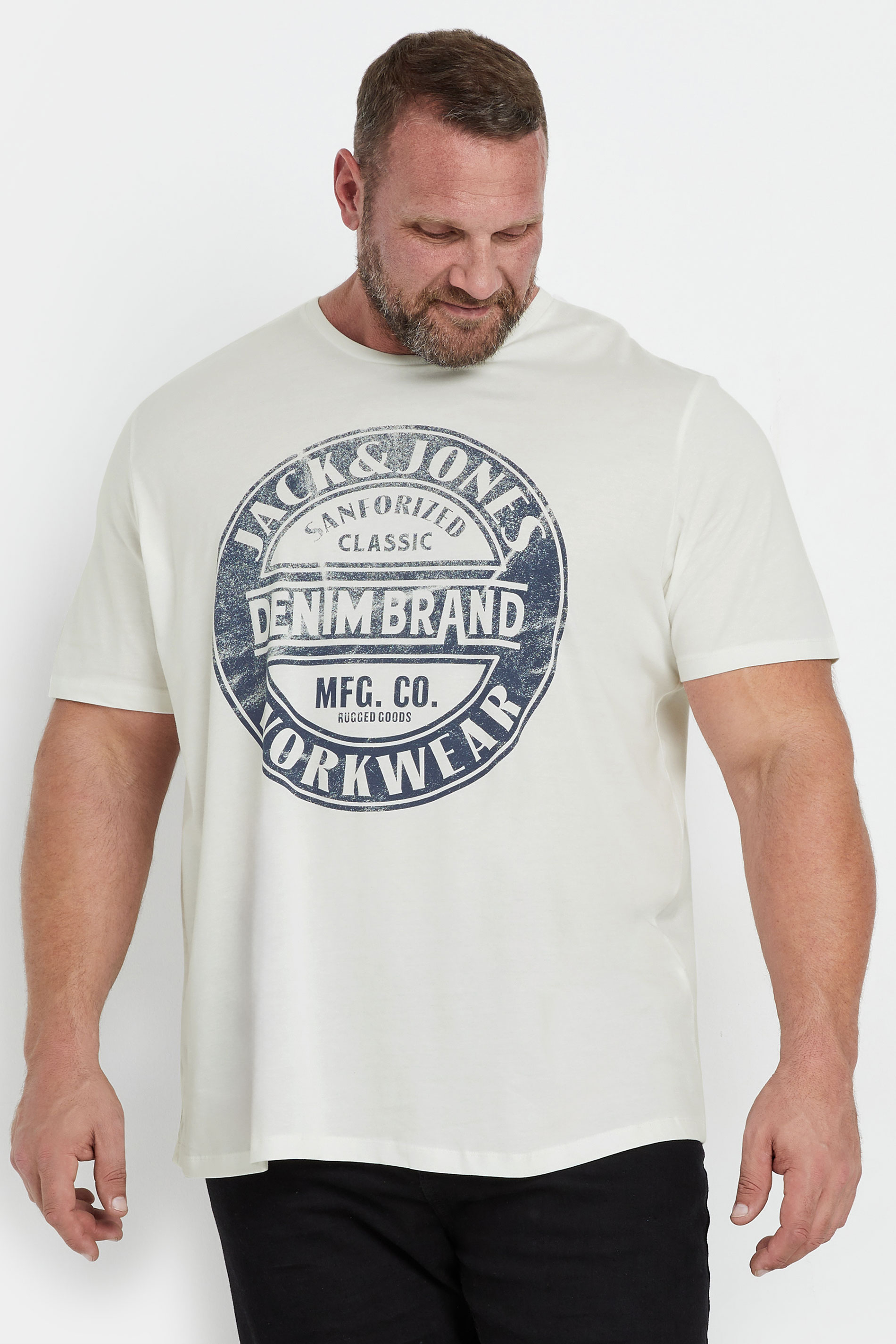 JACK & JONES White Graphic Short Sleeve T-Shirt | BadRhino 1