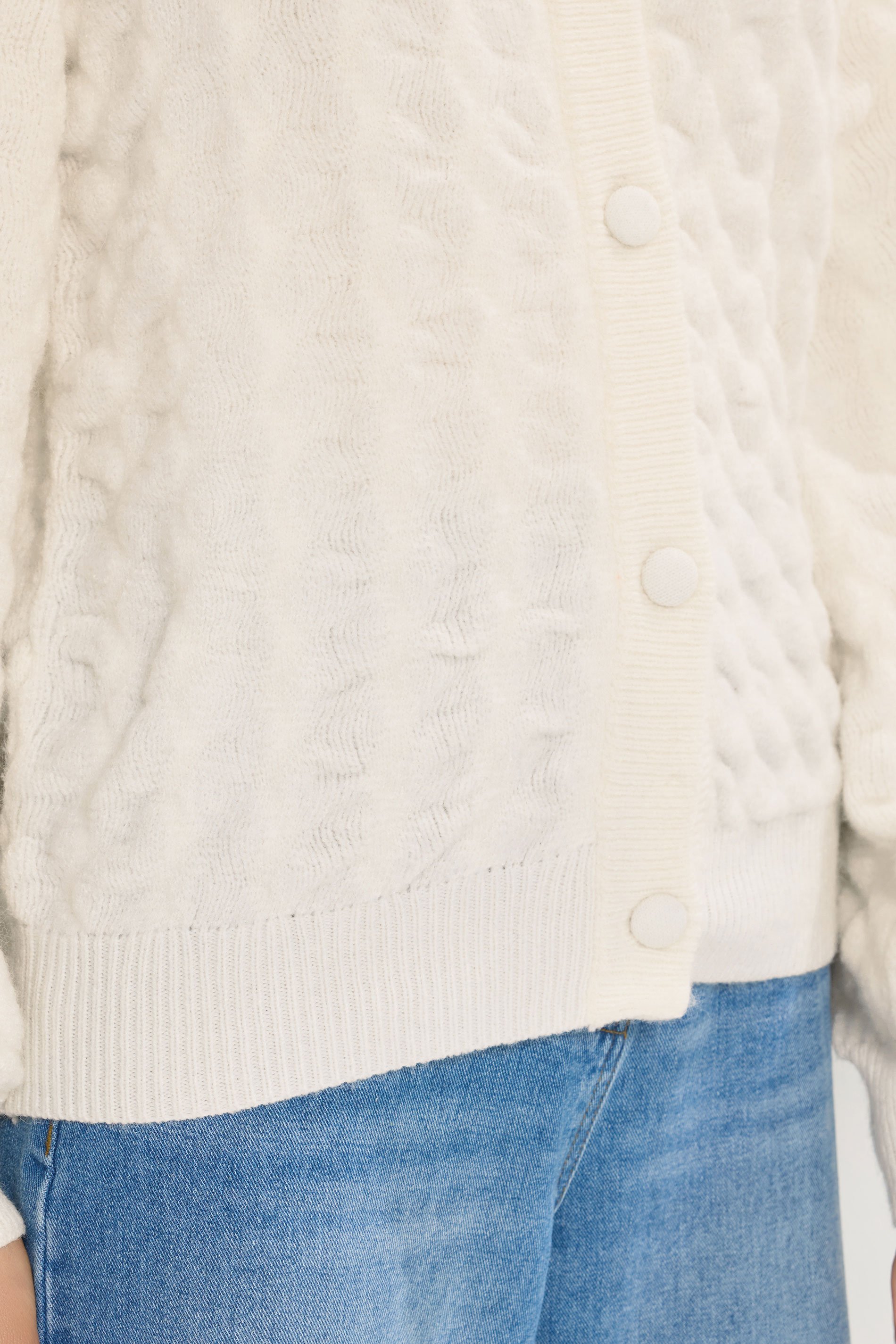 LTS Tall Ivory White Knitted Textured Button Cardigan | Long Tall Sally 4
