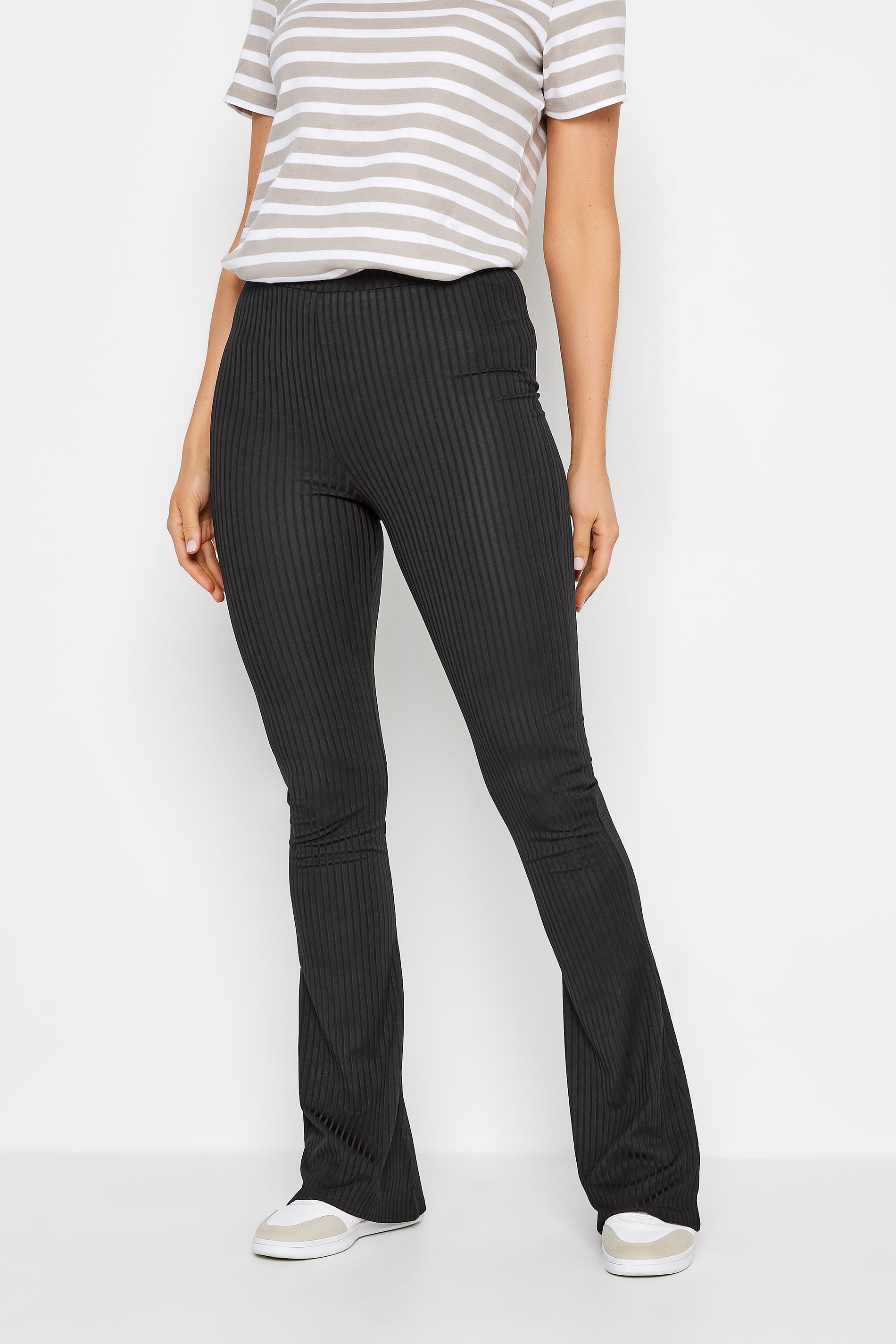 LTS Tall Womens Black Ribbed Flared Trousers