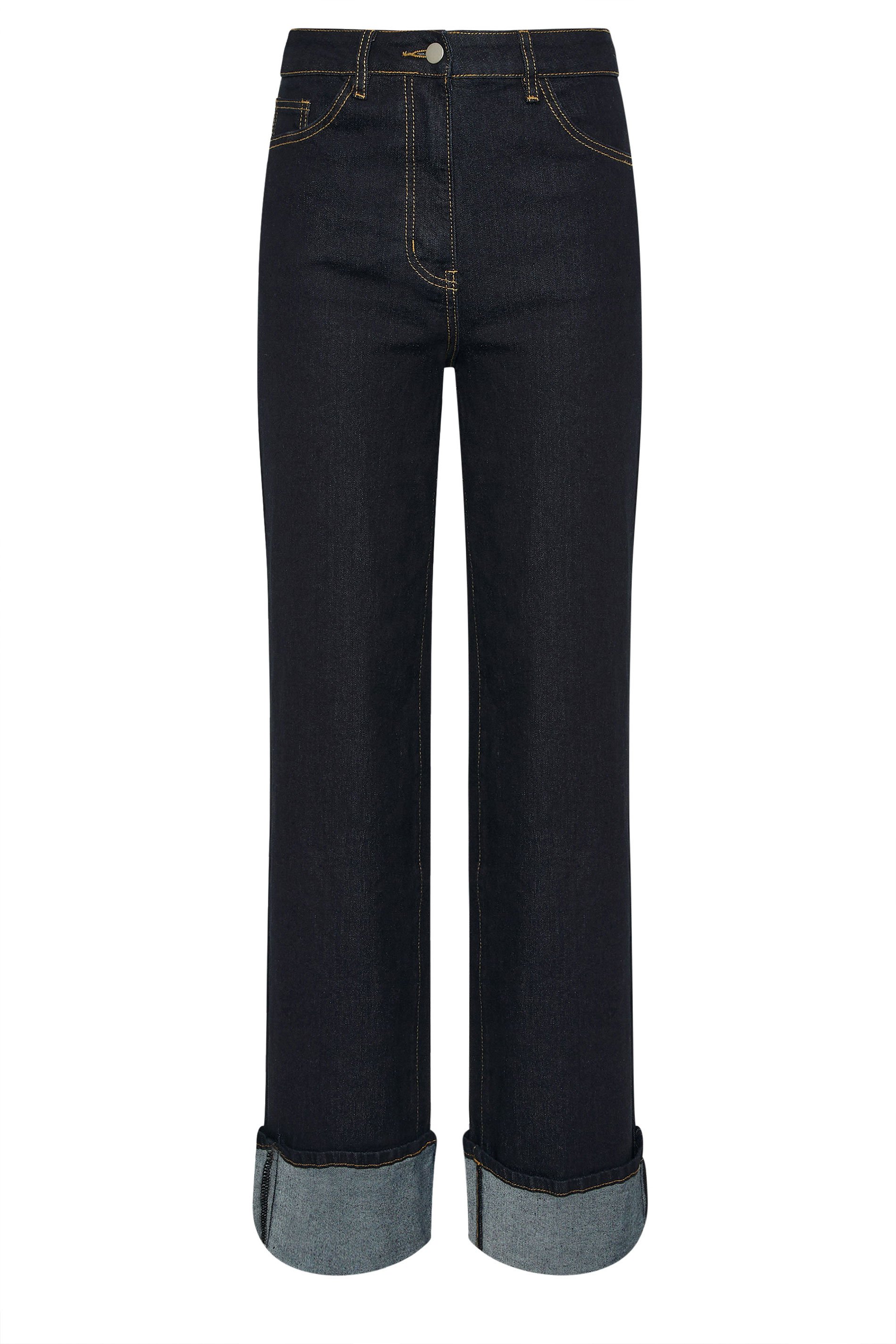 LTS Tall Dark Blue Turn Up Wide Leg Jeans | Long Tall Sally 6