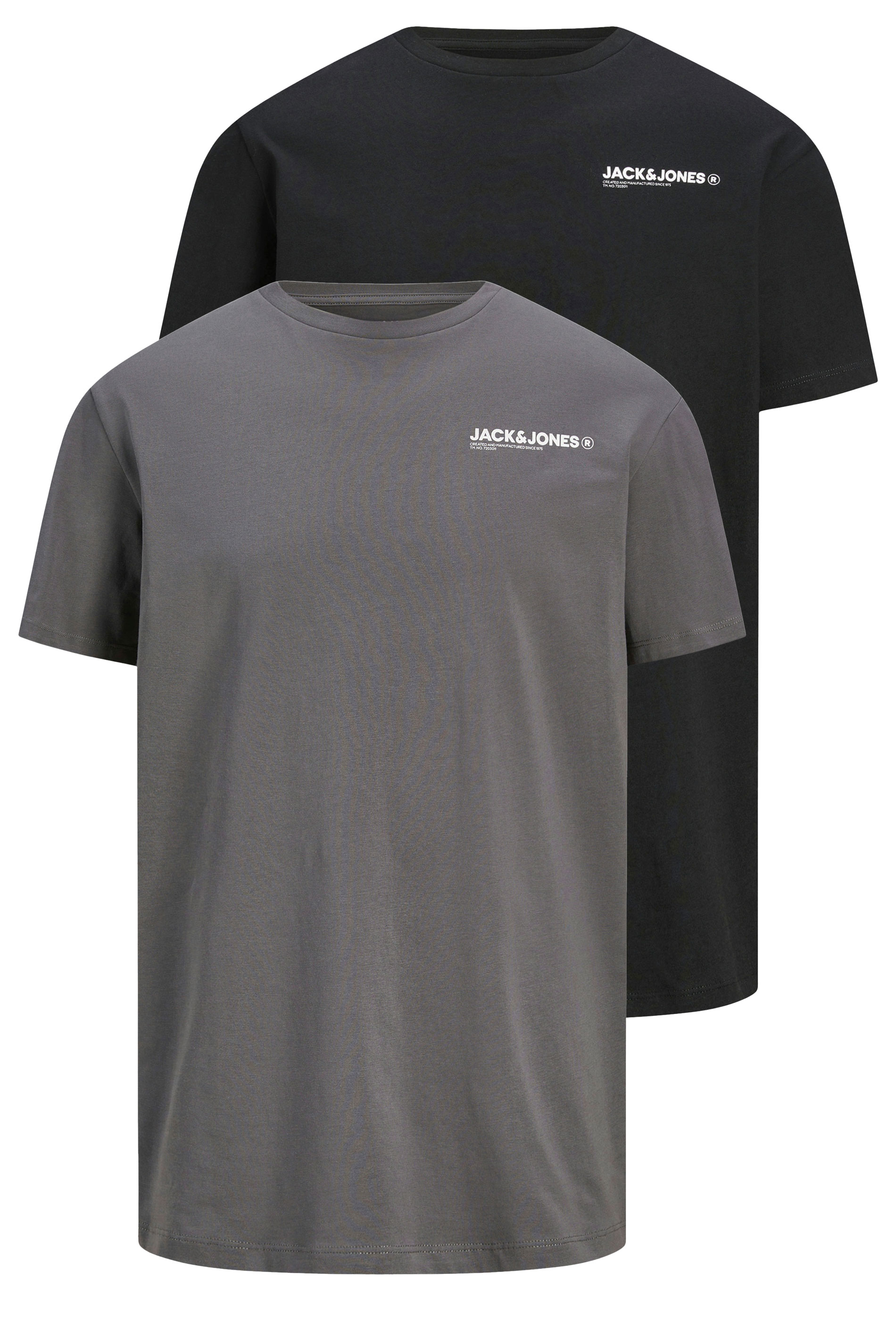 JACK & JONES Big & Tall 2 PACK Black & Grey Hawaii T-Shirts | BadRhino 4