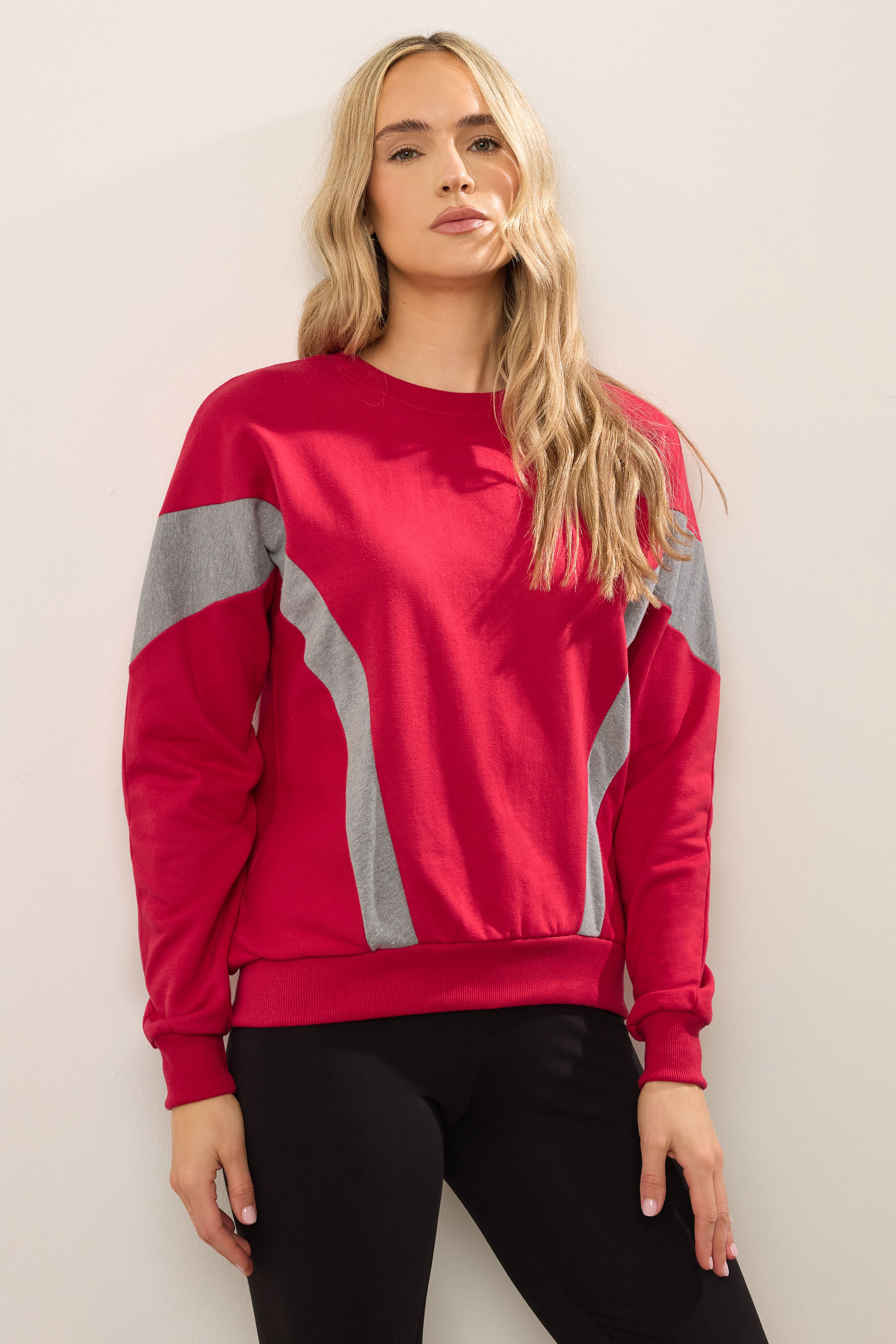 LTS Tall Red Colour Block Sweatshirt | Long Tall Sally 2