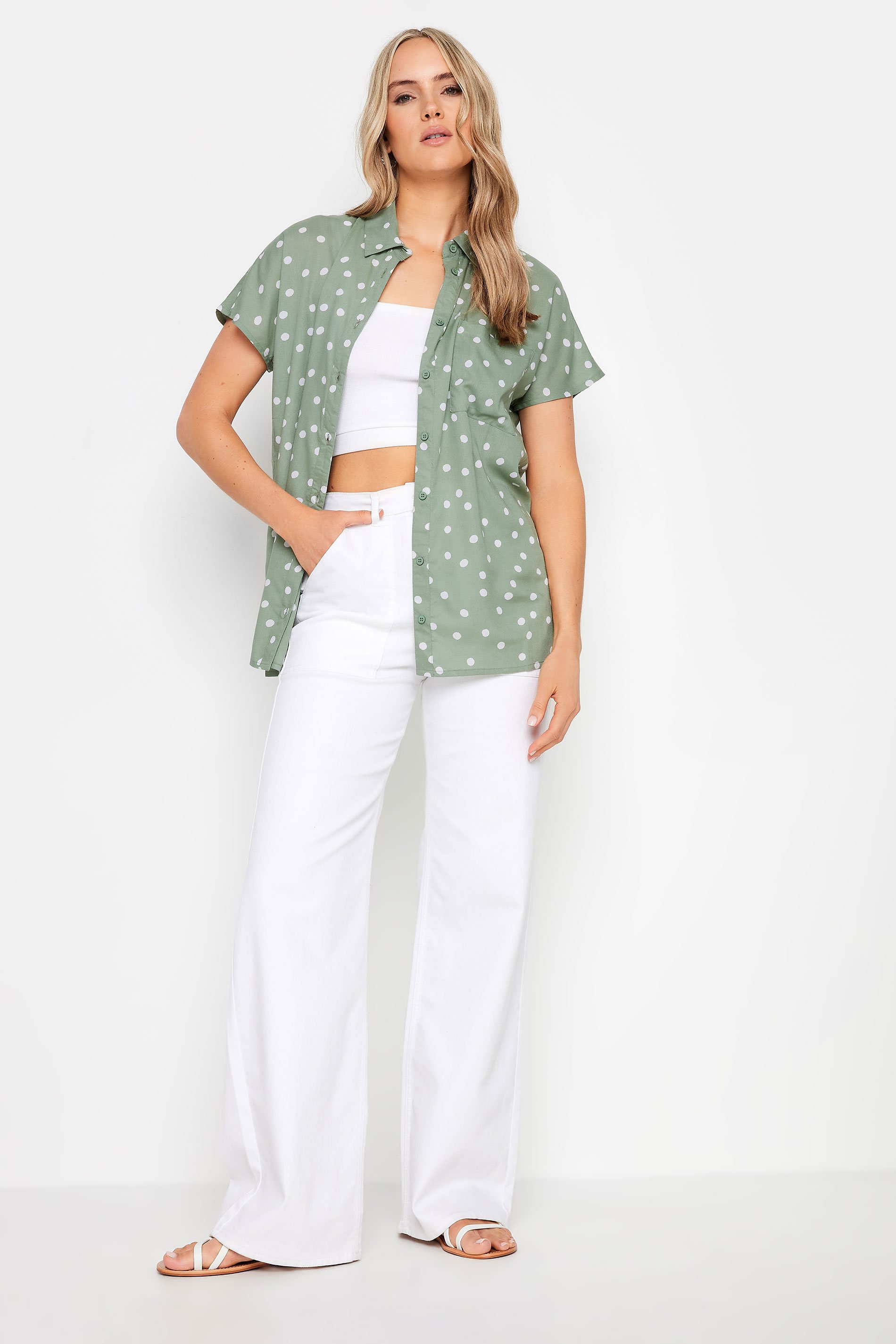 LTS Tall Sage Green Polka Dot Shirt | Long Tall Sally 2