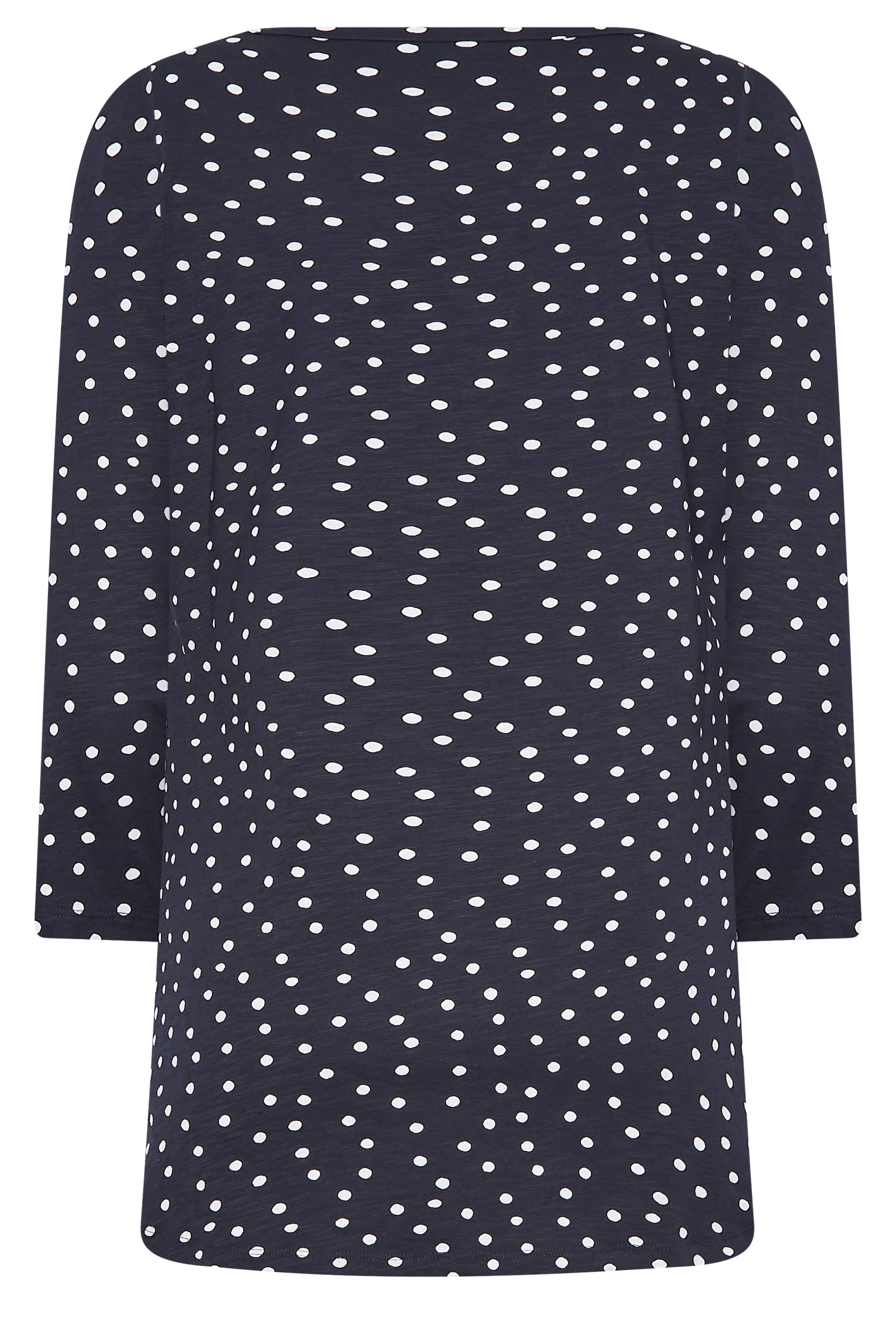LTS Tall Women's Navy Blue Polka Dot Print Henley Top | Long Tall Sally 7