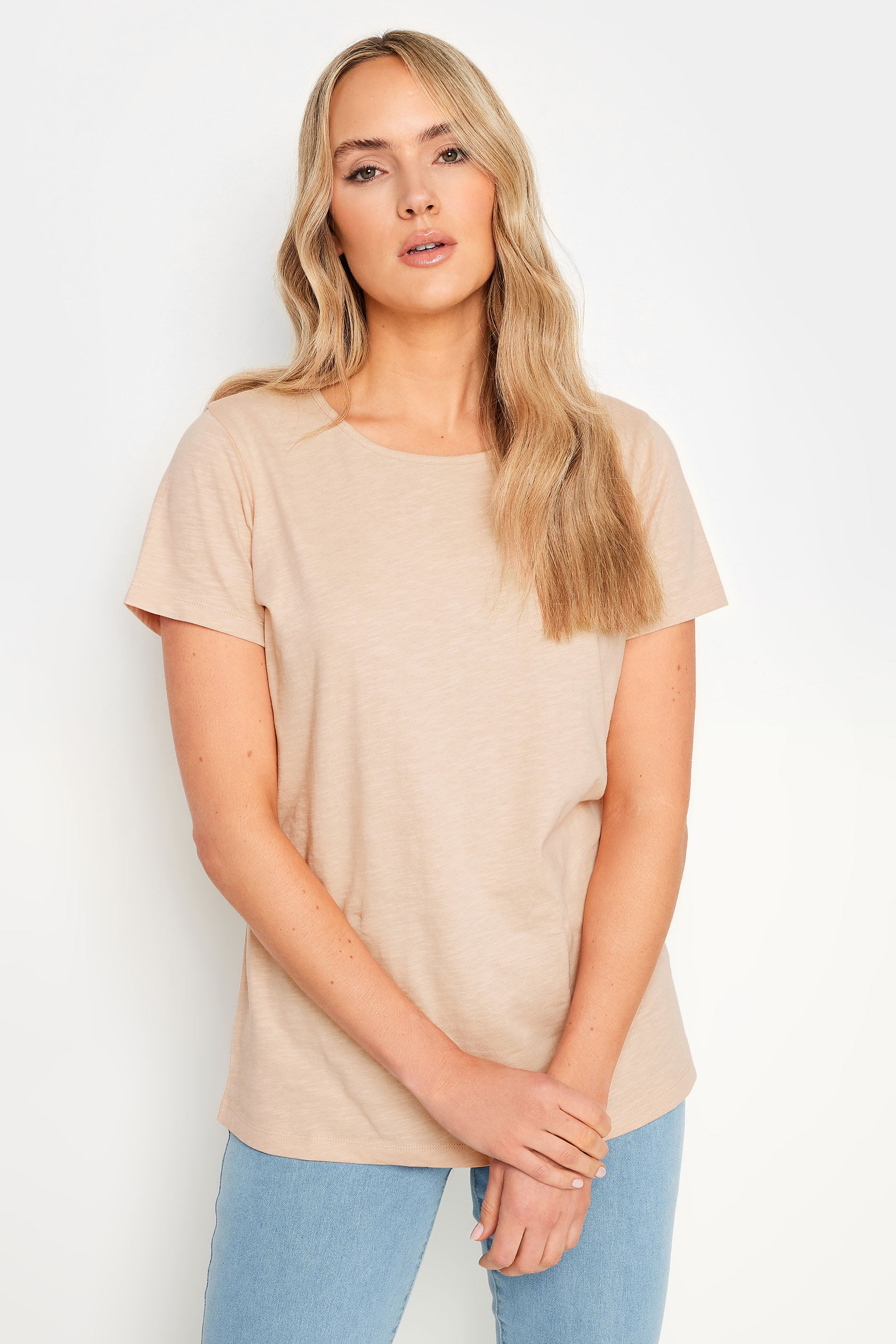 LTS Tall 3 PACK Pink & Khaki Green Scoop Neck T-Shirts 2