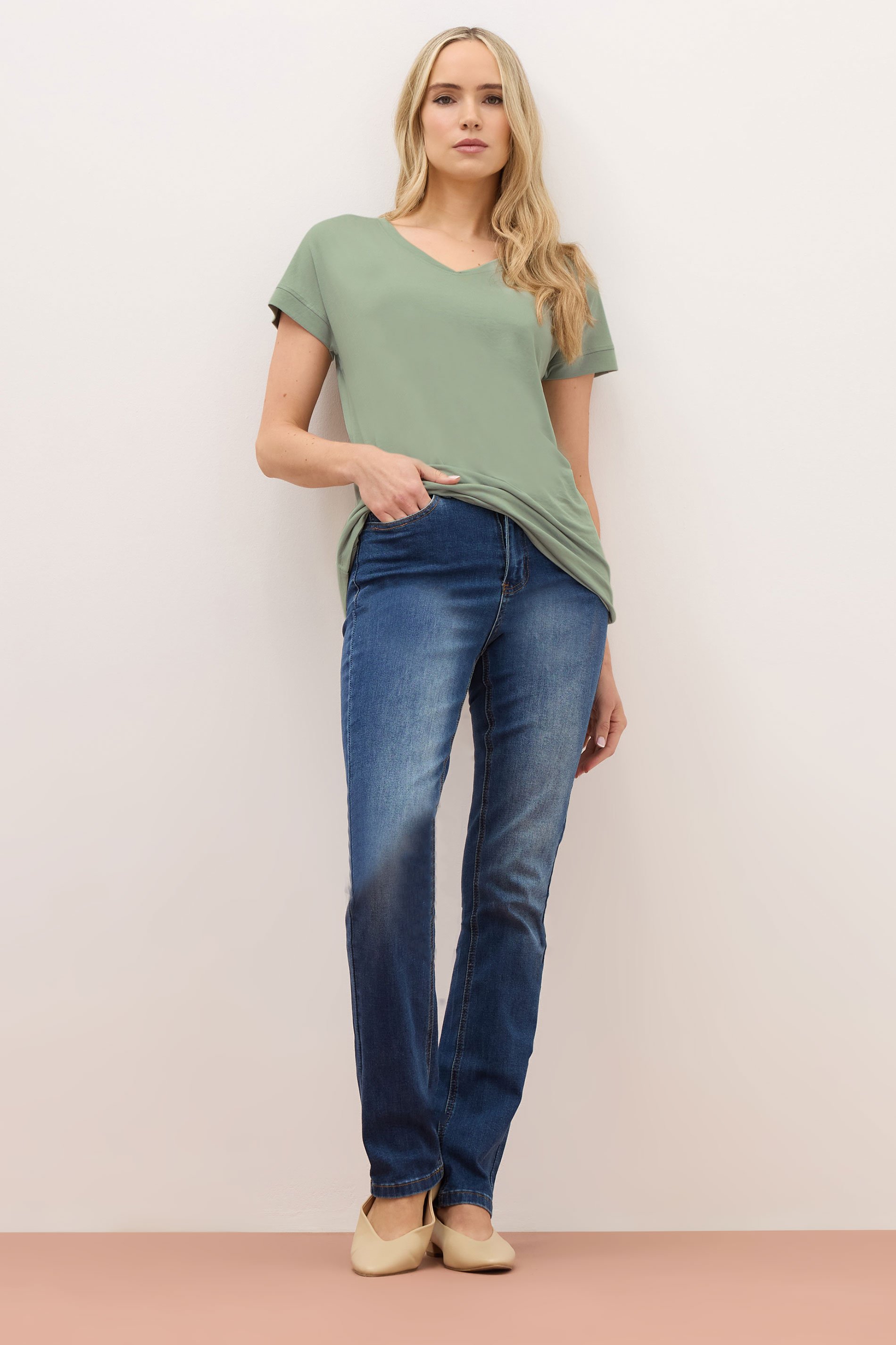 LTS PREMIUM Tall Sage Green V-Neck Modal T-Shirts | Long Tall Sally 2