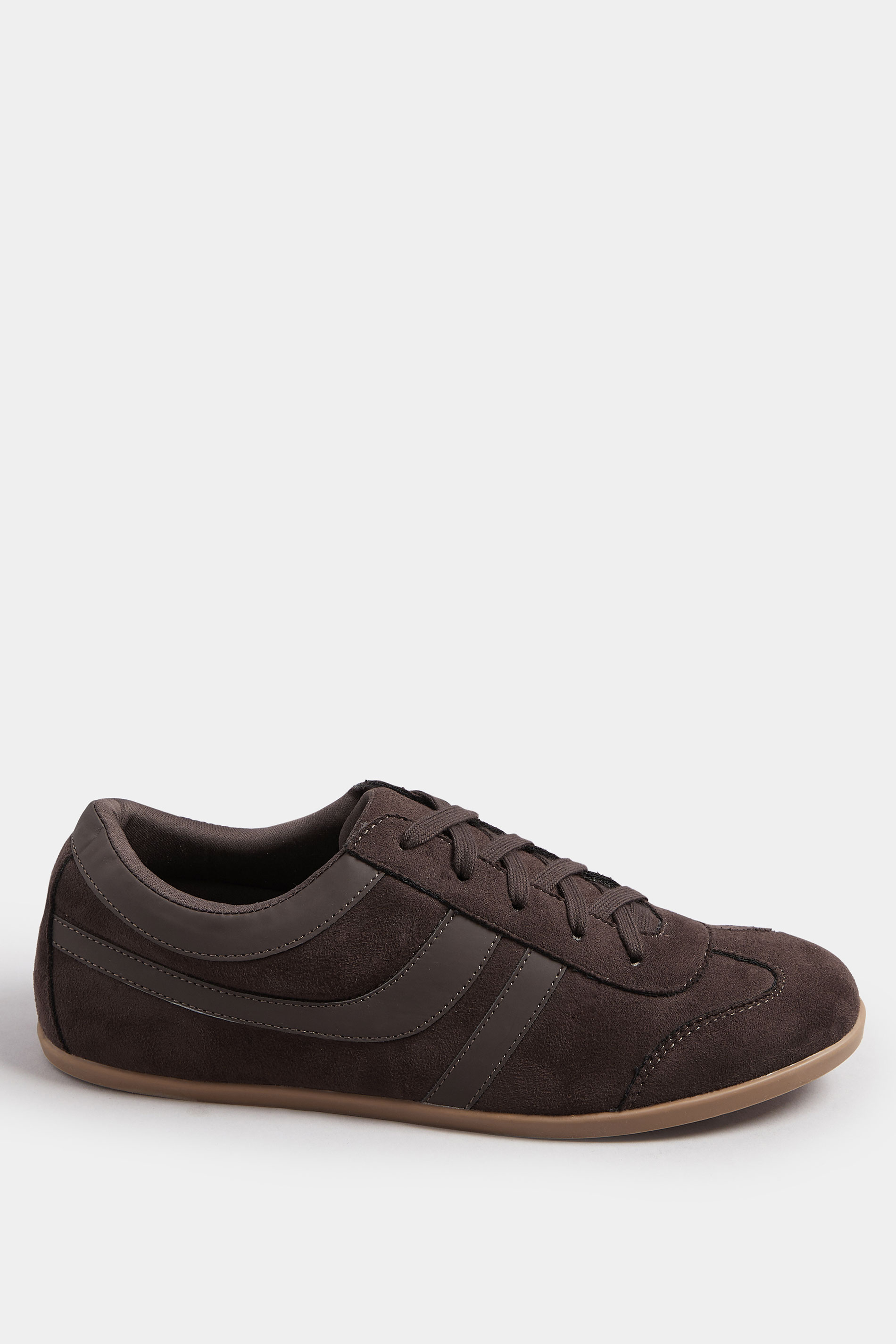 LTS Chocolate Brown Padded Retro Trainers In Standard Fit | Long Tall Sally 3