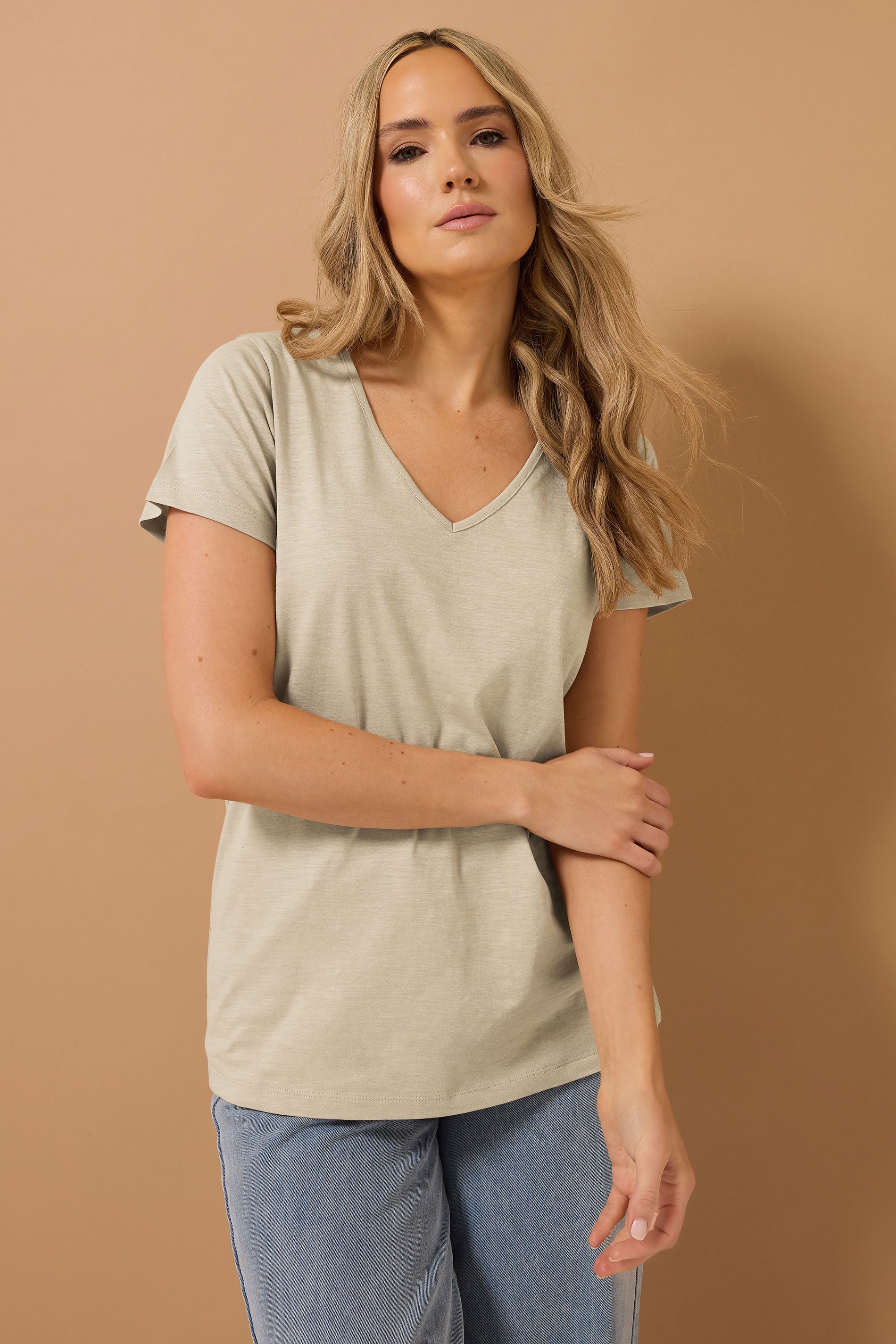 LTS Tall 3 PACK Blue & Coral Orange Stripe V-Neck T-Shirts | Long Tall Sally 2