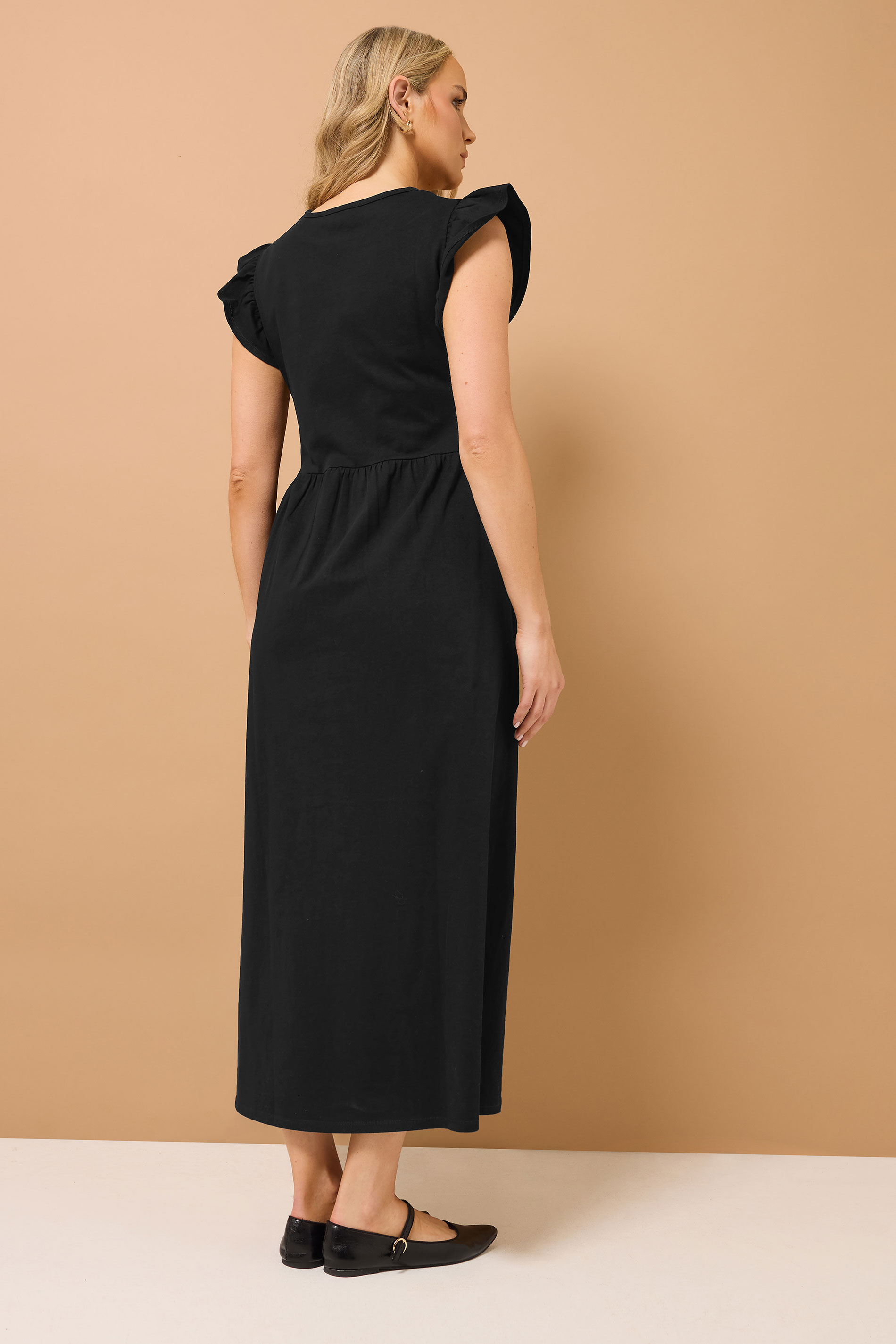 LTS Tall Black Frill Sleeve Maxi Dress | Long Tall Sally 3