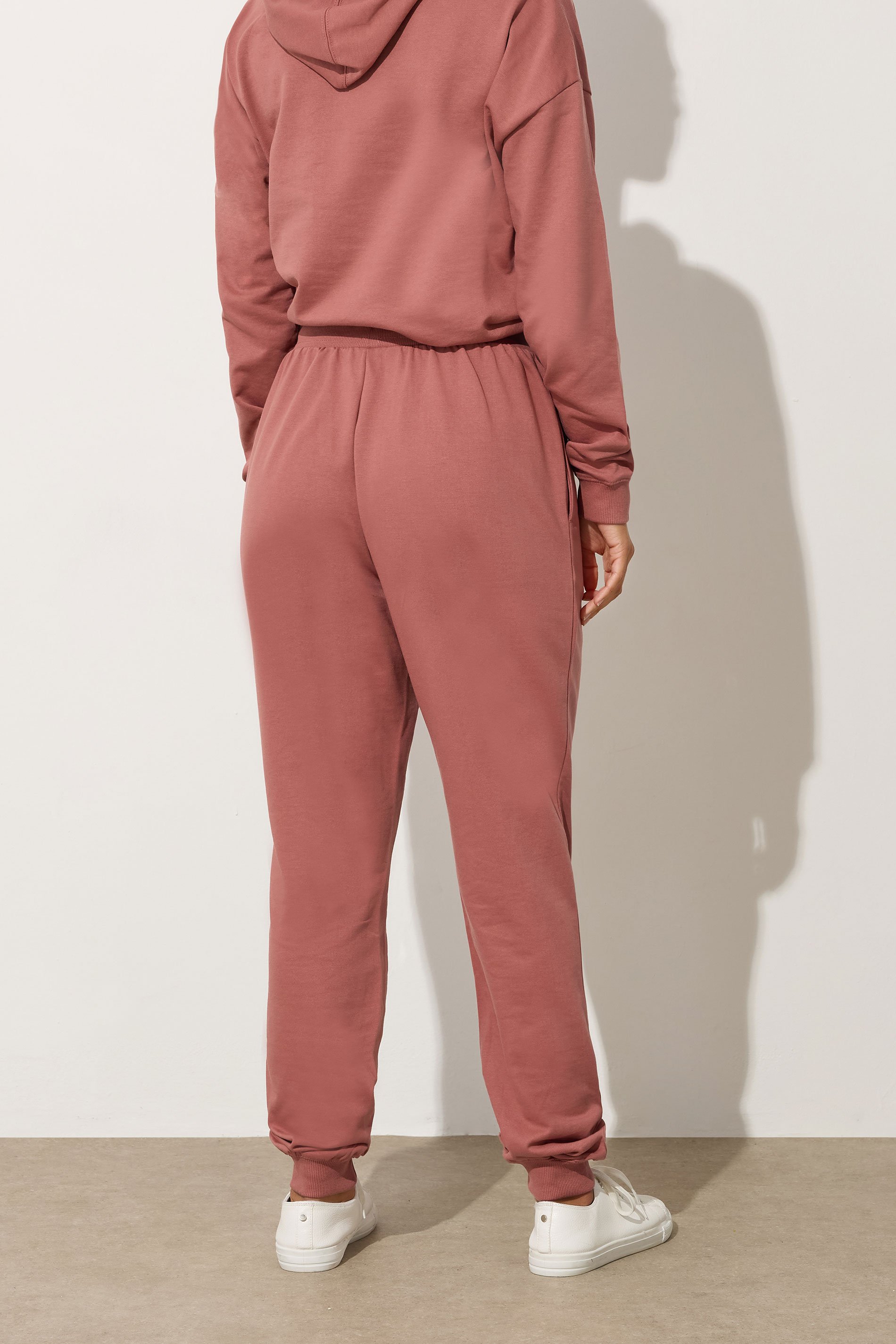 LTS Tall Coral Pink Jersey Drawcord Cuffed Joggers | Long Tall Sally 3
