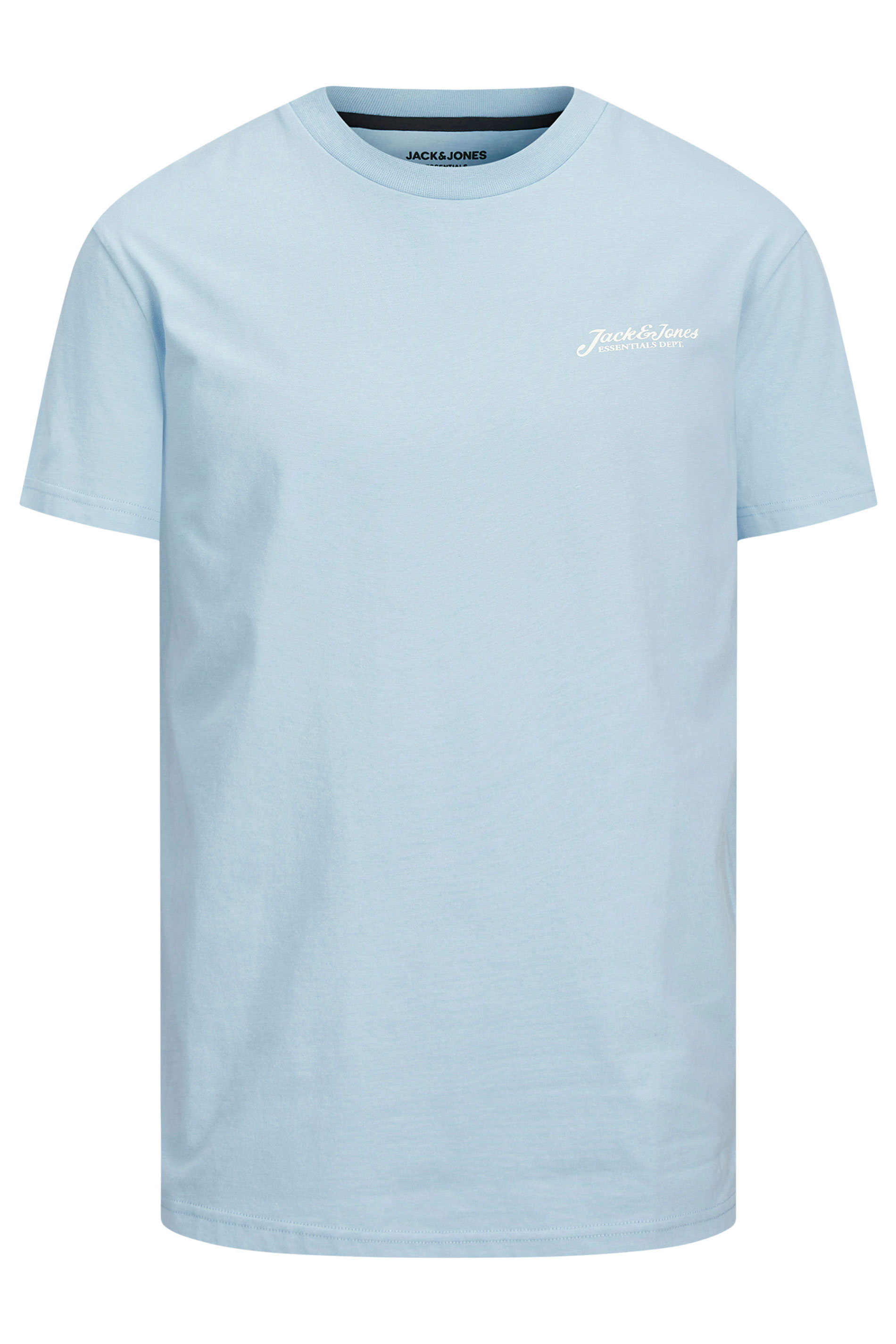 JACK & JONES Big & Tall Light Blue Frontprint Crew Neck T-Shirt | BadRhino 2