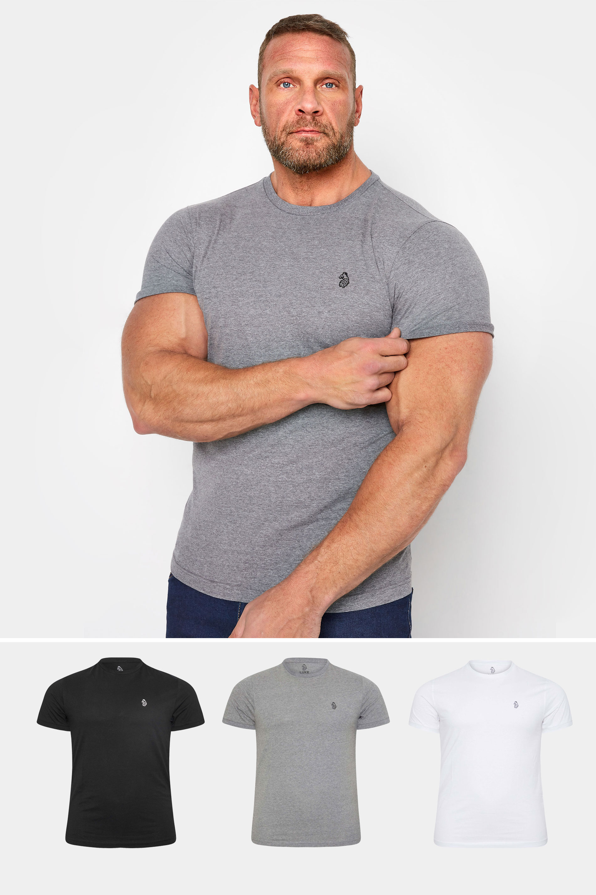 LUKE 1977 3 PACK Grey Johnny T-Shirts | BadRhino 1