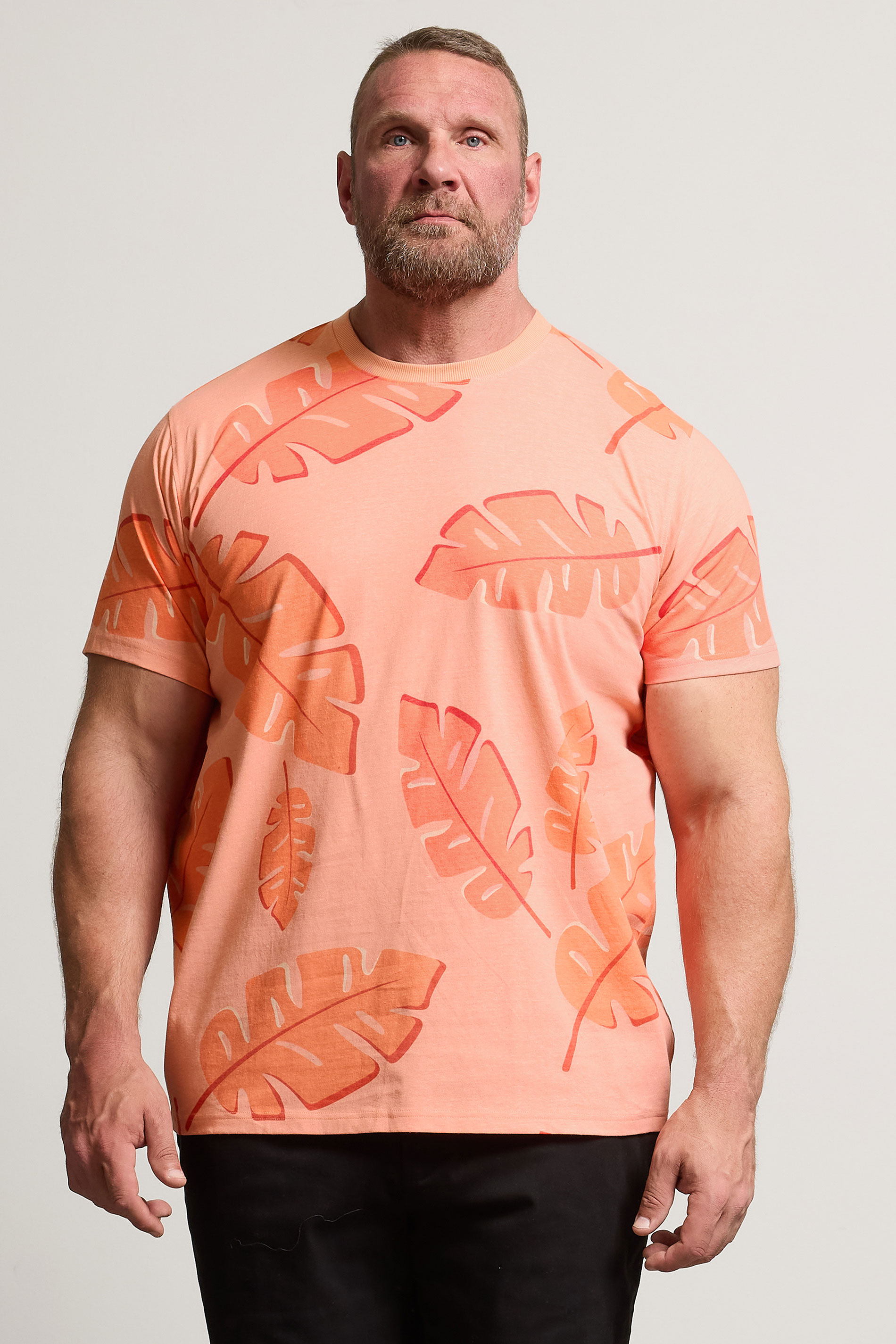 BadRhino Big & Tall Pink Palm Print Short Sleeve T-Shirt | BadRhino 2
