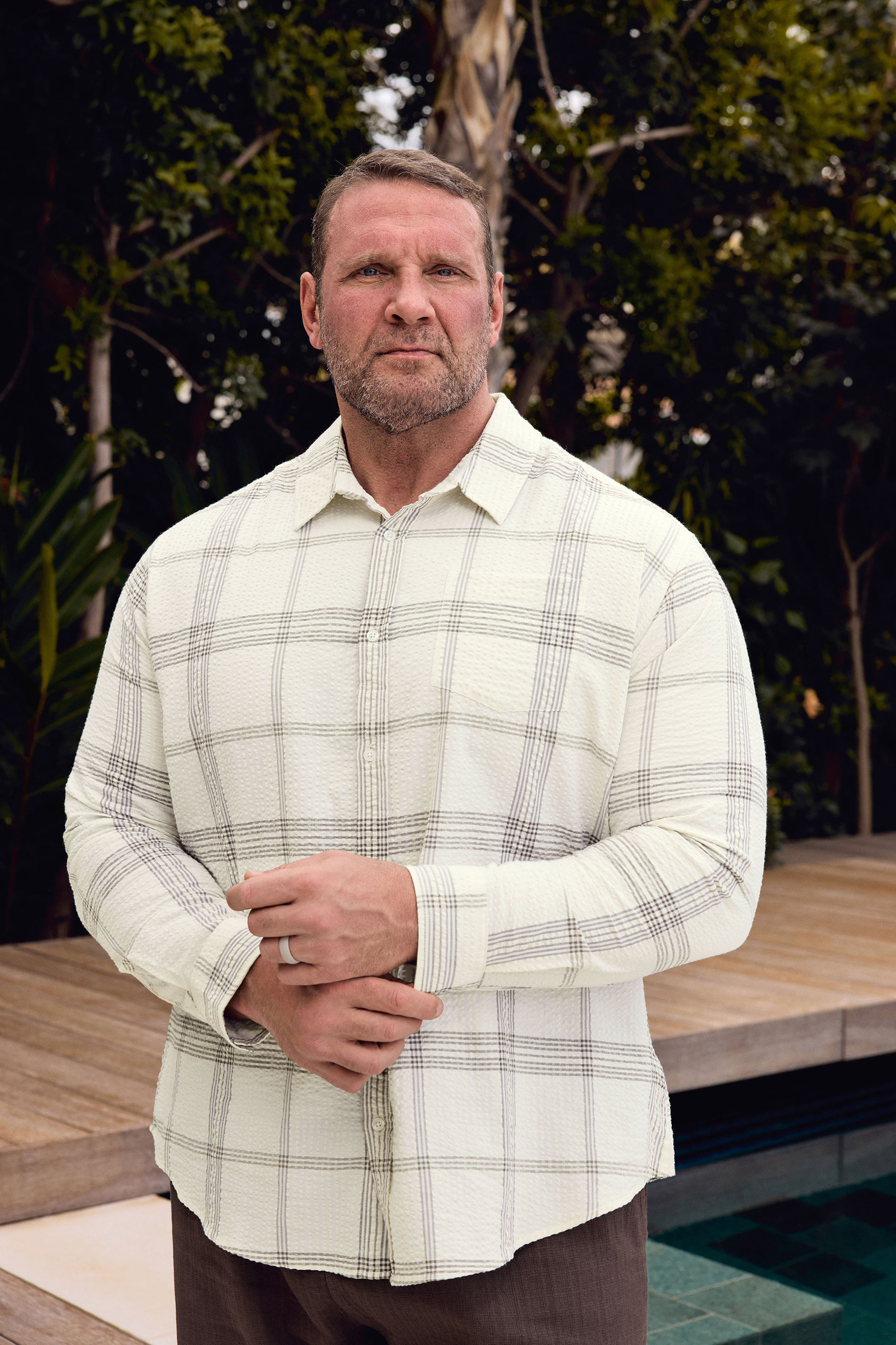 BadRhino Big & Tall Natural Brown Textured Checked Shirt | BadRhino 1