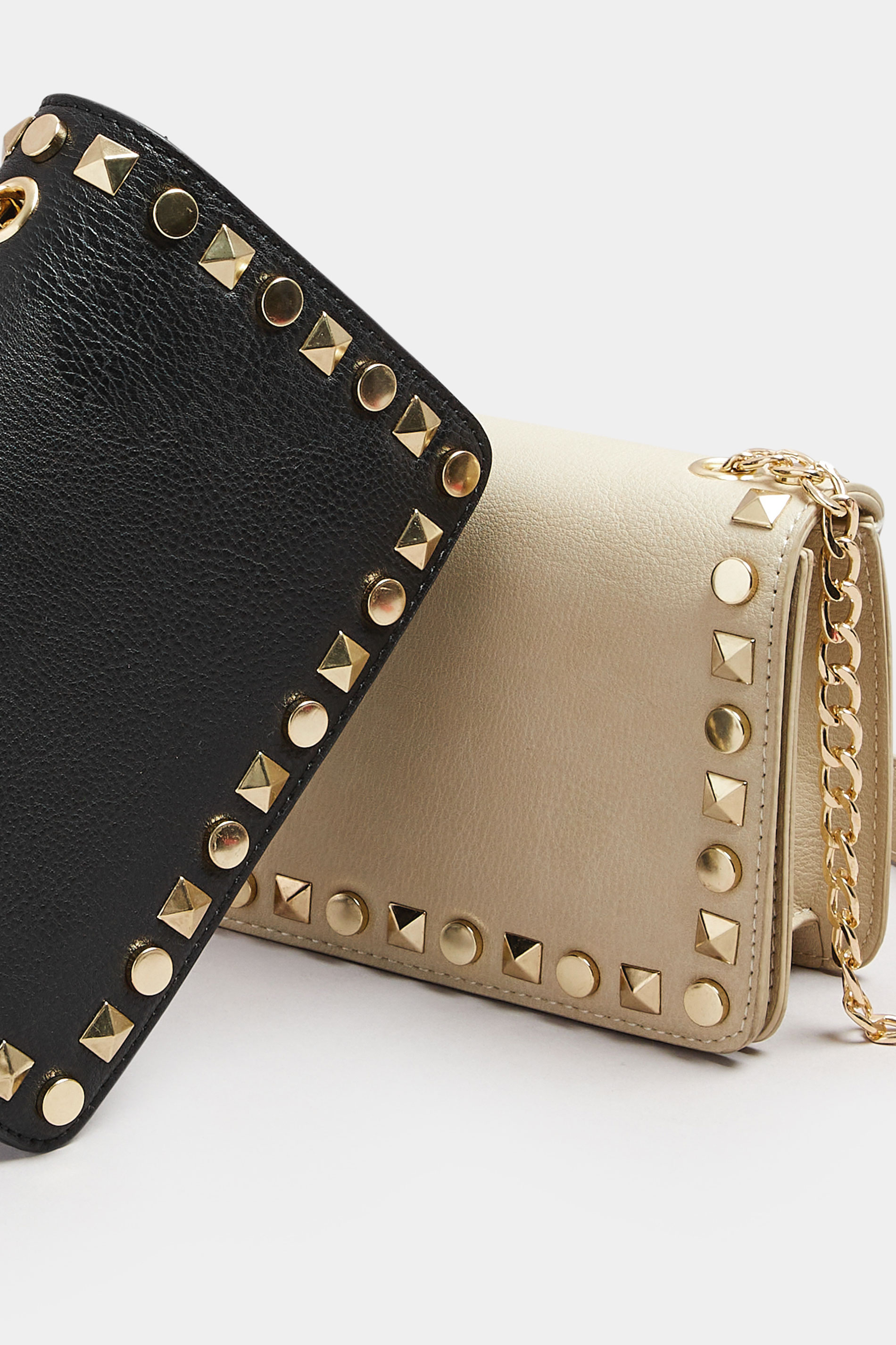 Black Faux Leather Stud Detail Cross Body Bag | Yours Clothing 6