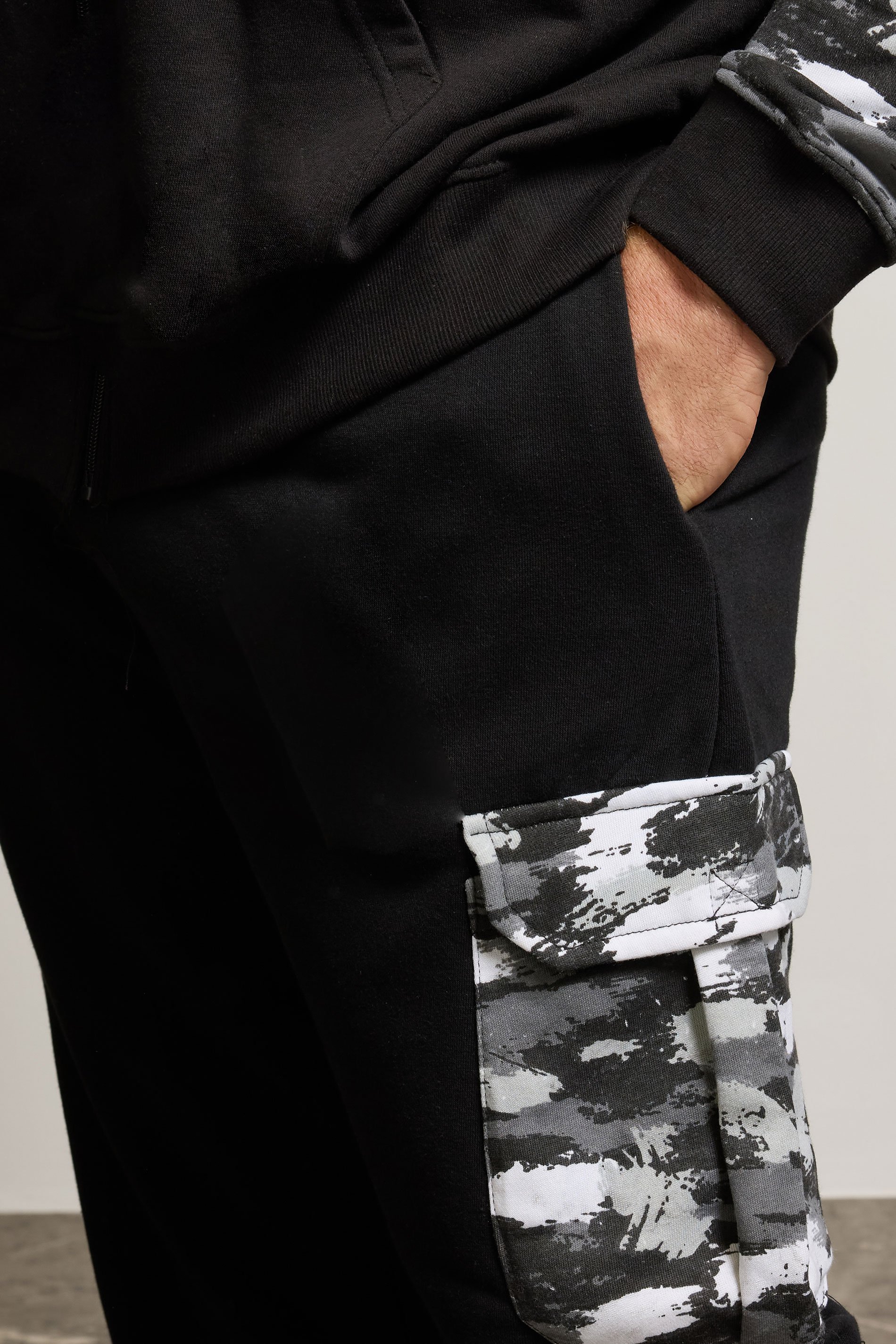 BadRhino Big & Tall Black Camo Detail Cargo Joggers | BadRhino 4