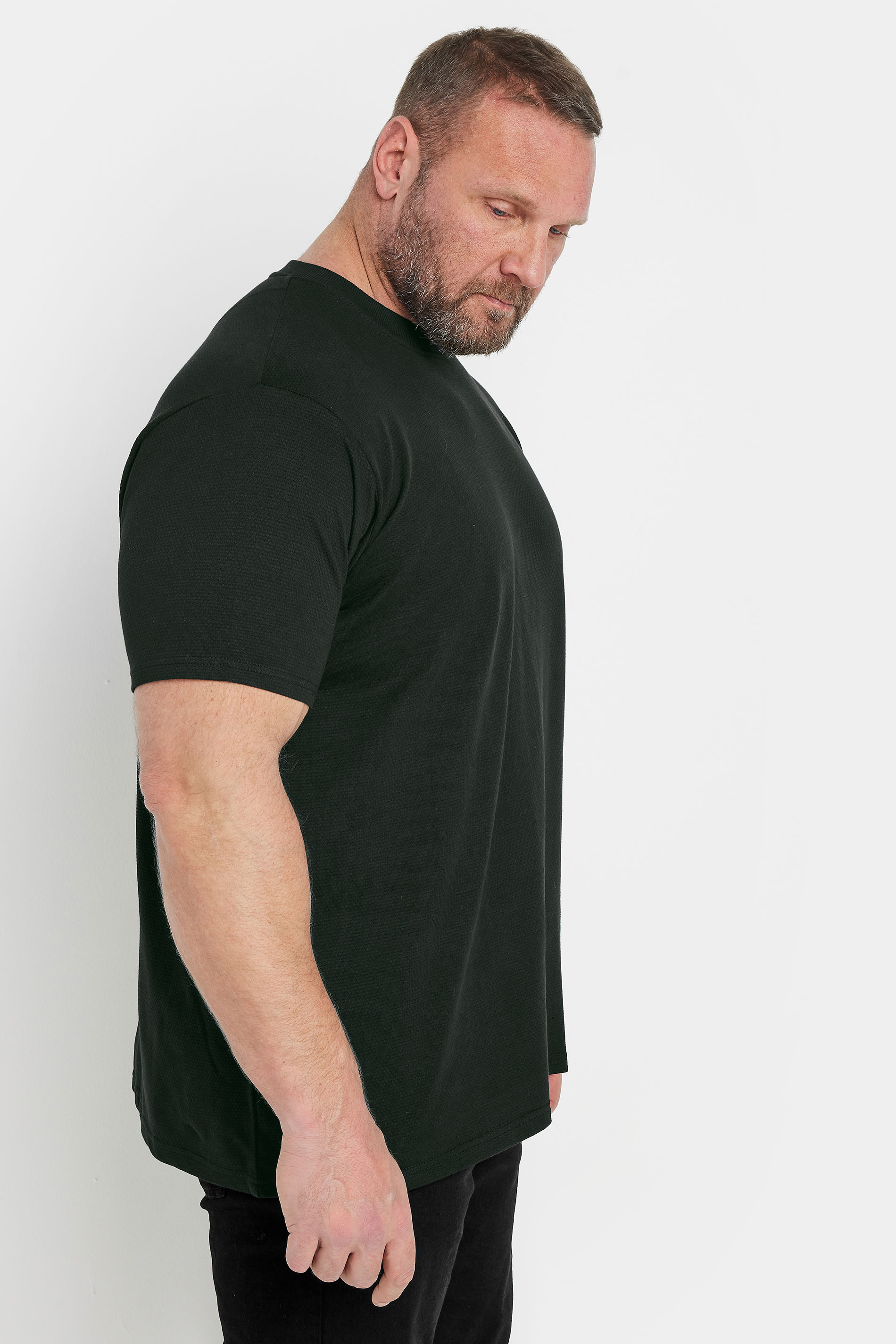BadRhino Big & Tall Black Textured Short Sleeve T-Shirt | BadRhino 5