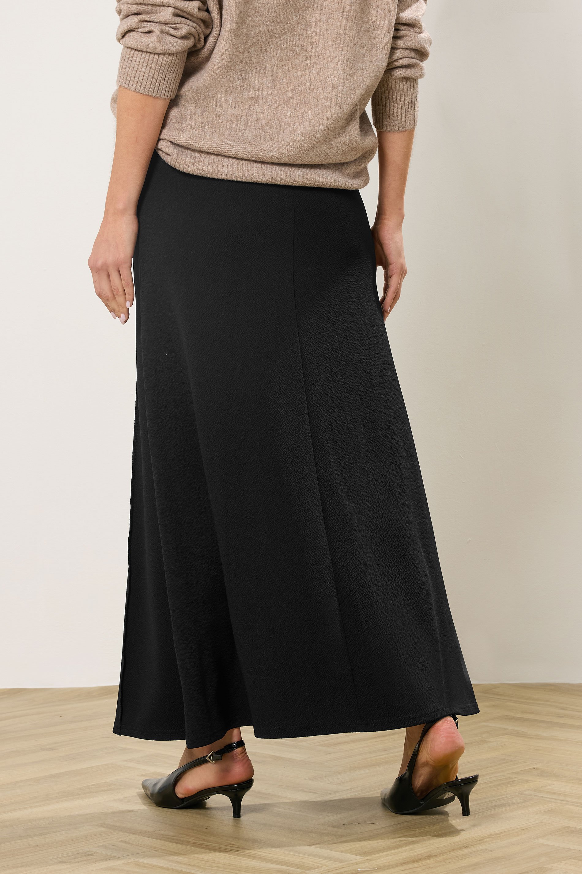 LTS Tall Women's Black Seam Front Flared Maxi Skirt | Long Tall Sally 3